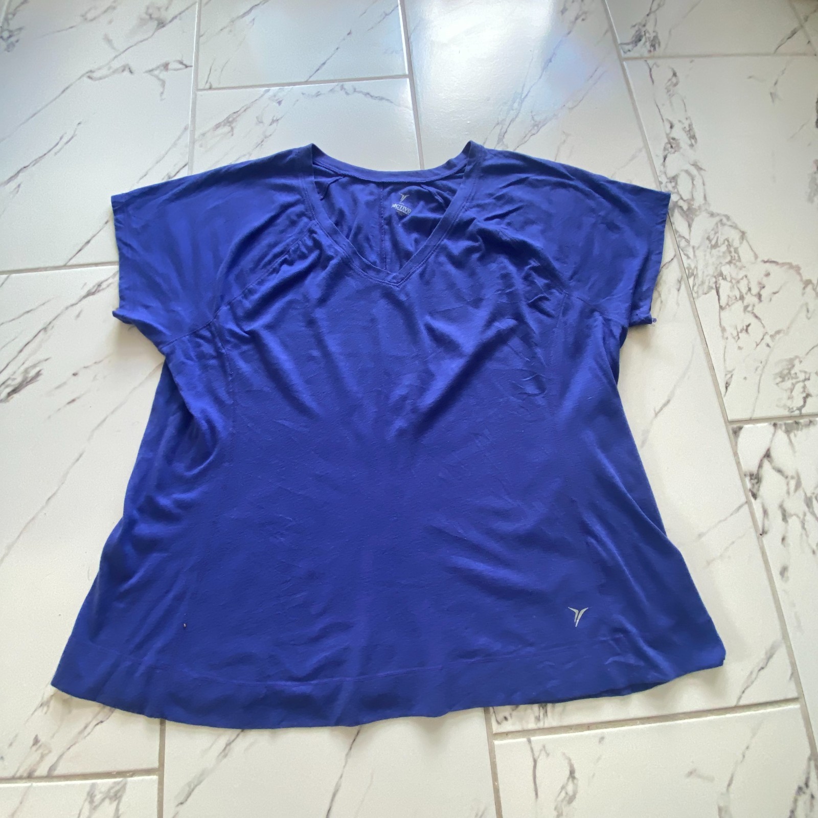 Old Navy Active Womens XXL Blue V Neck Athletic Top Short Sleeve Workout Tee