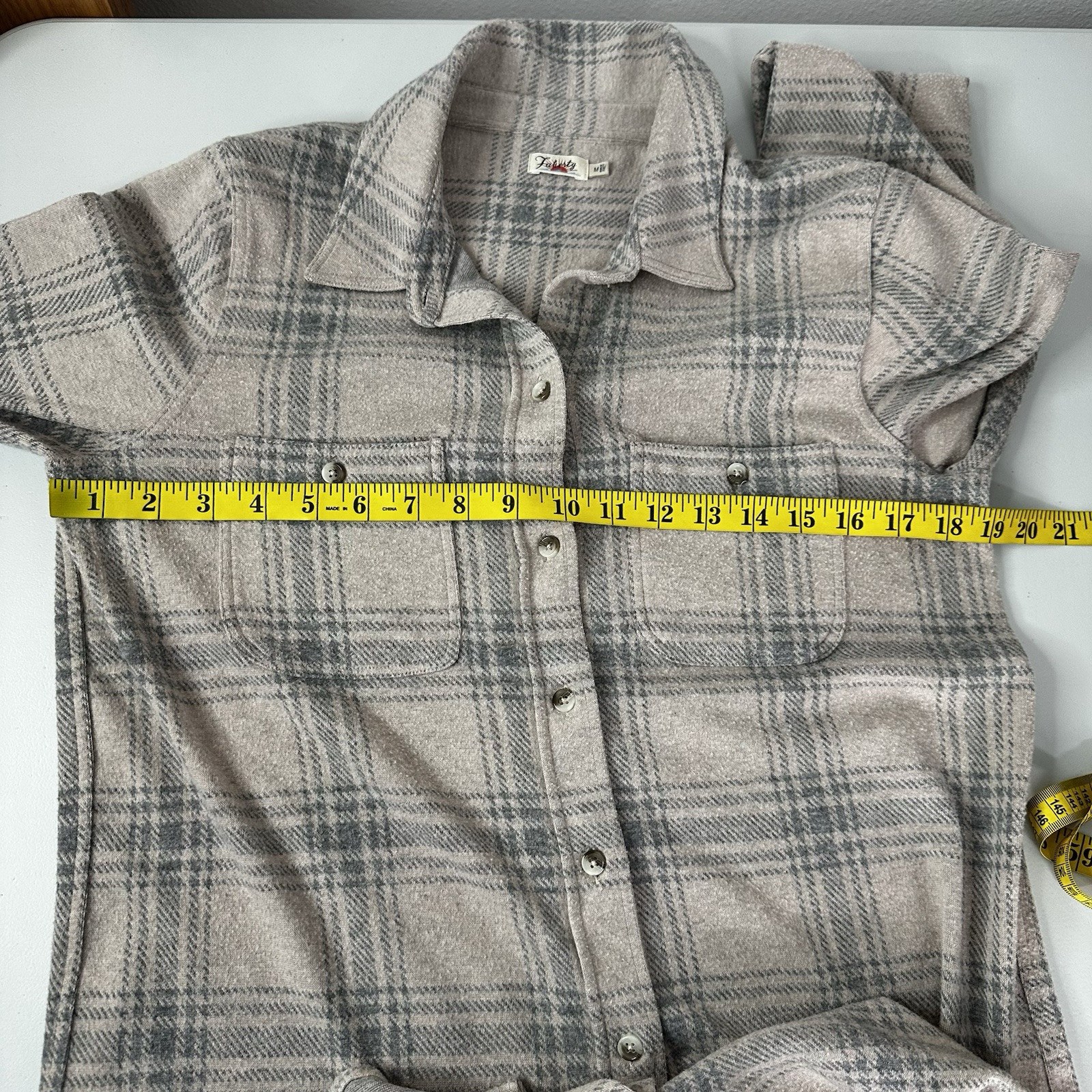 Faherty Shirt Womens Medium Plaid Flannel Button Soft Boxy Outdoor Preppy