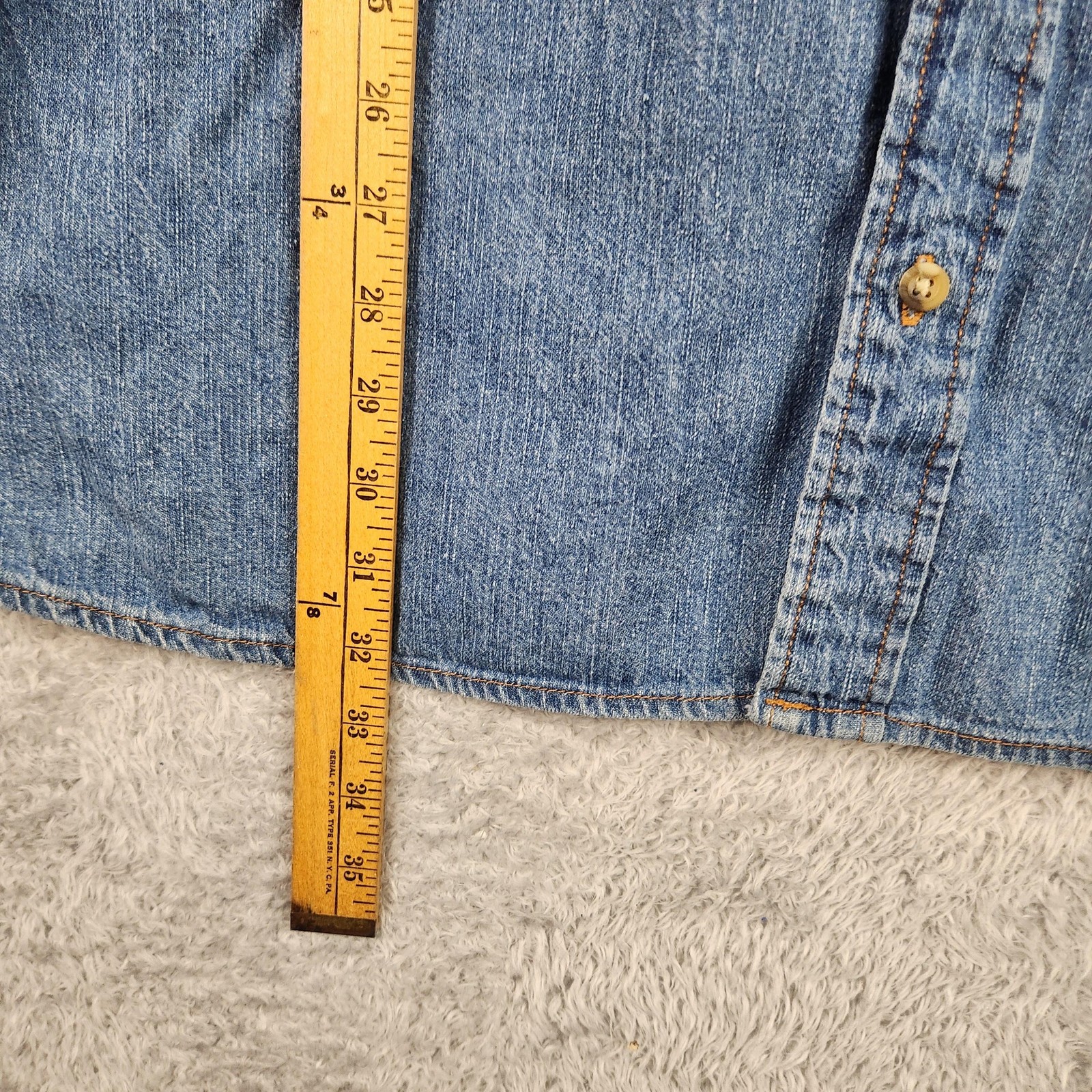 Vintage Basic Editions Shirt Womens Big 3X Blue Denim Button Western Workwear