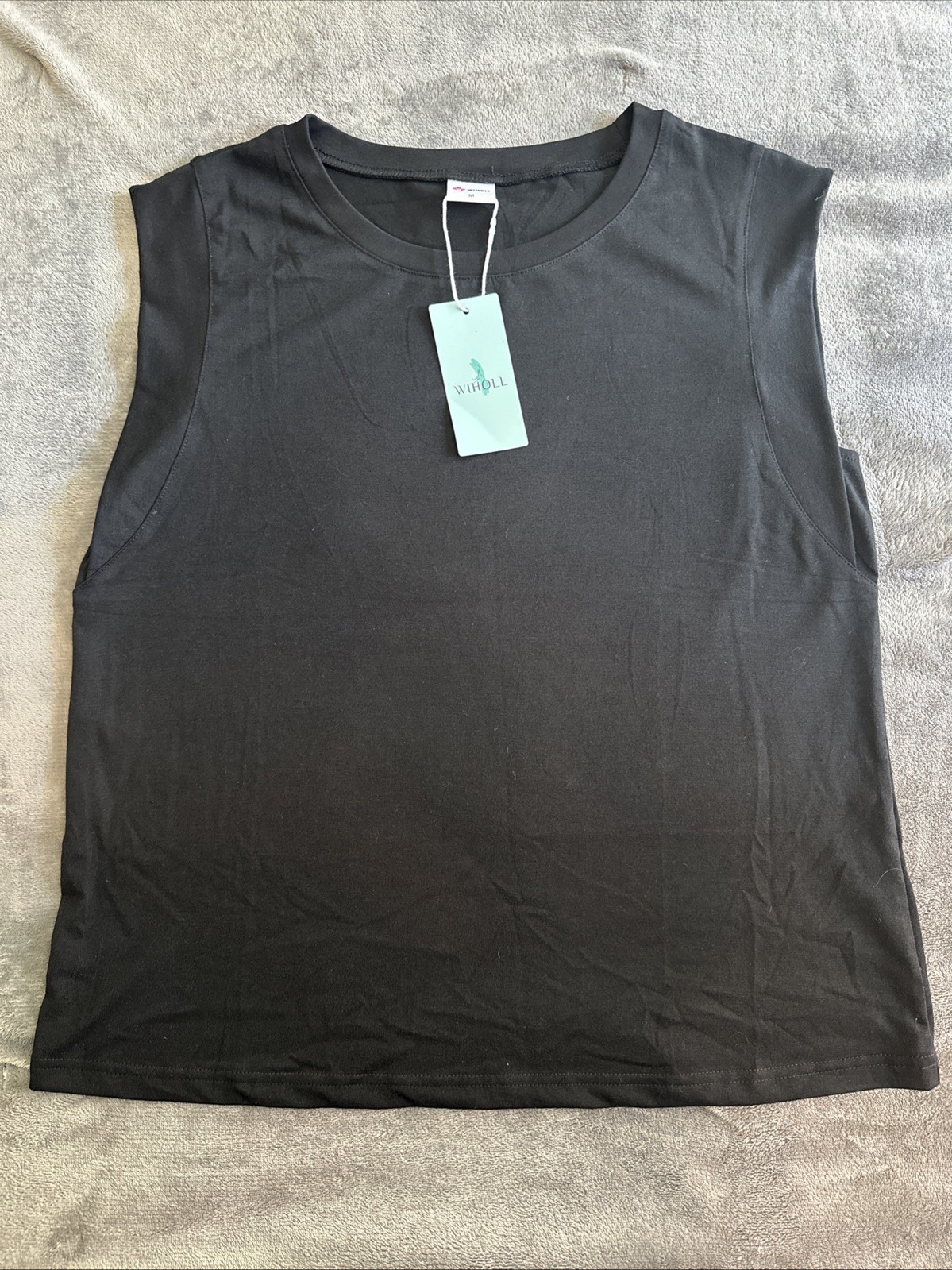 WIHOLL Women’s Short Sleeve Black Polyester Tshirt Medium M New