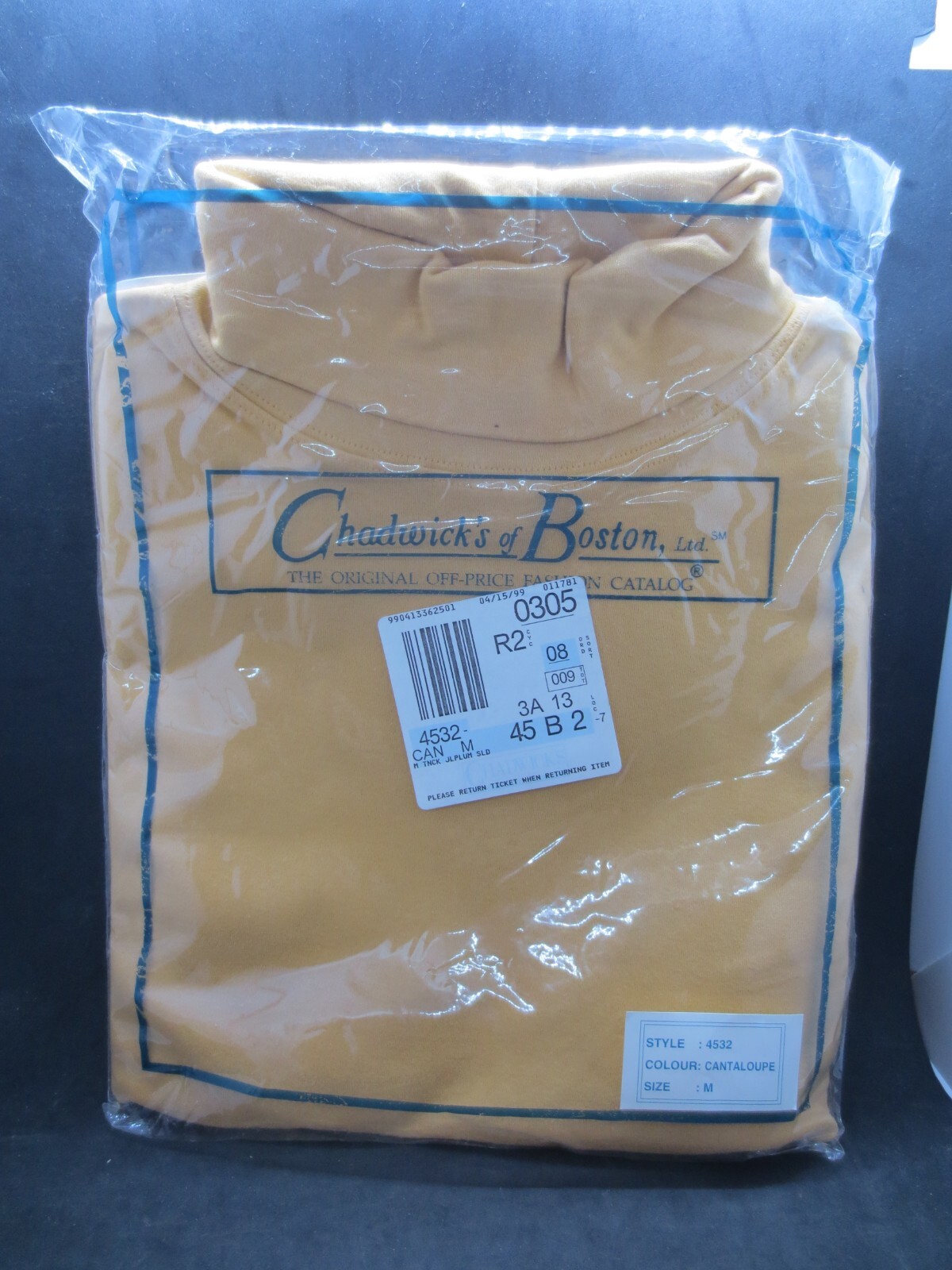 Chadwick’s of Boston JL Plum Women’s L/S Turtleneck Med Cantaloupe -Vtg 1999 New