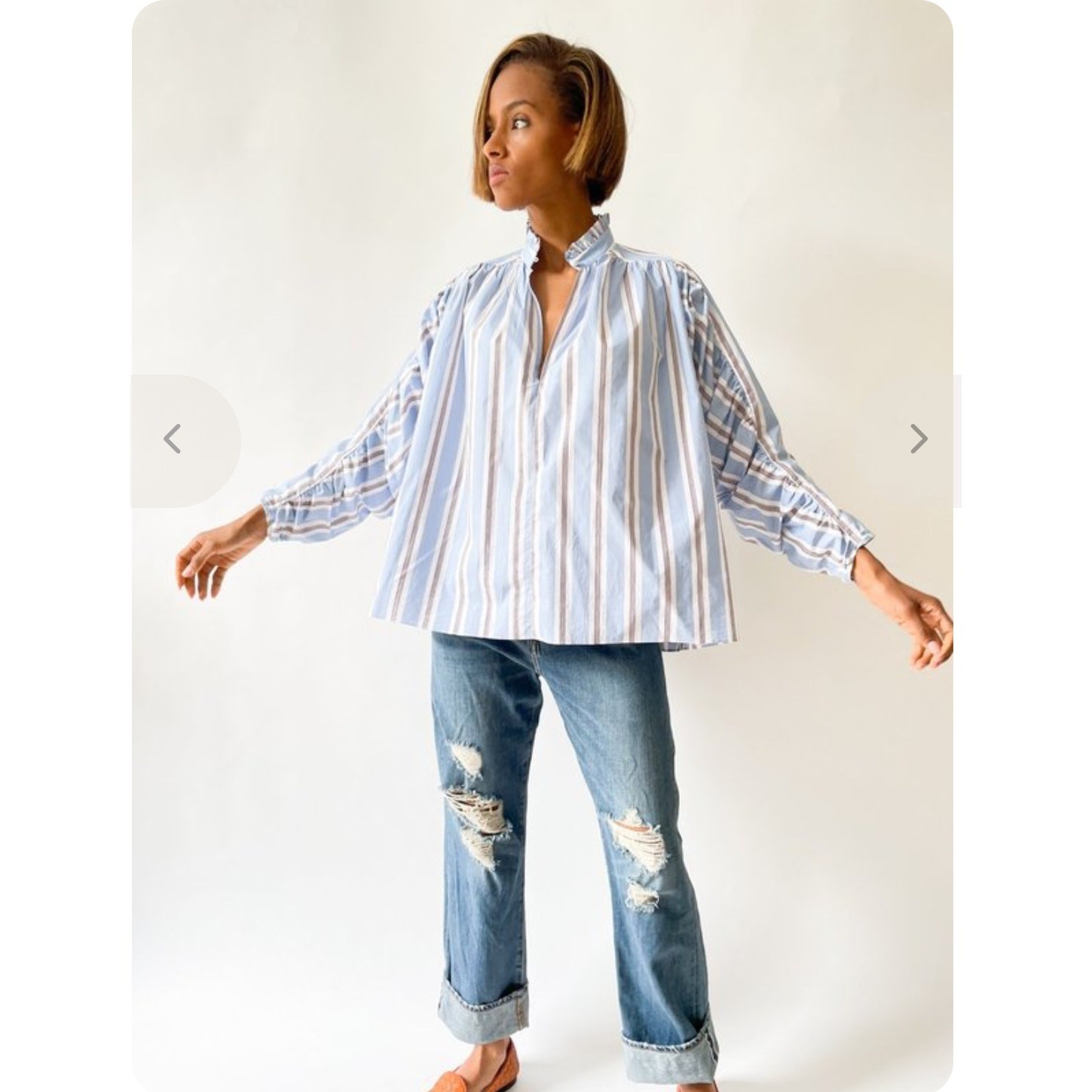 Maje Lavia Striped Ruffle Blouse Size 1