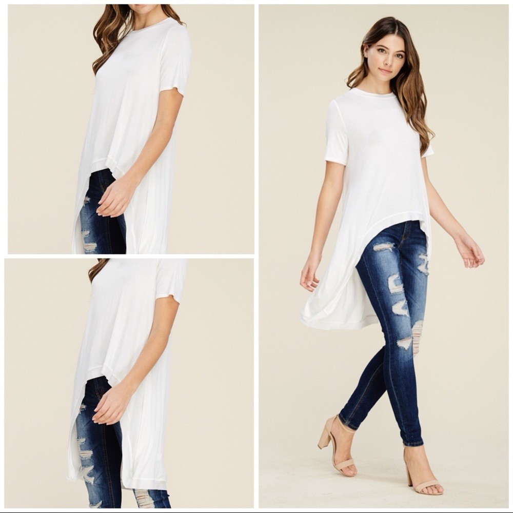 NWT annabelle boutique White high low knit top womens M basic layer western