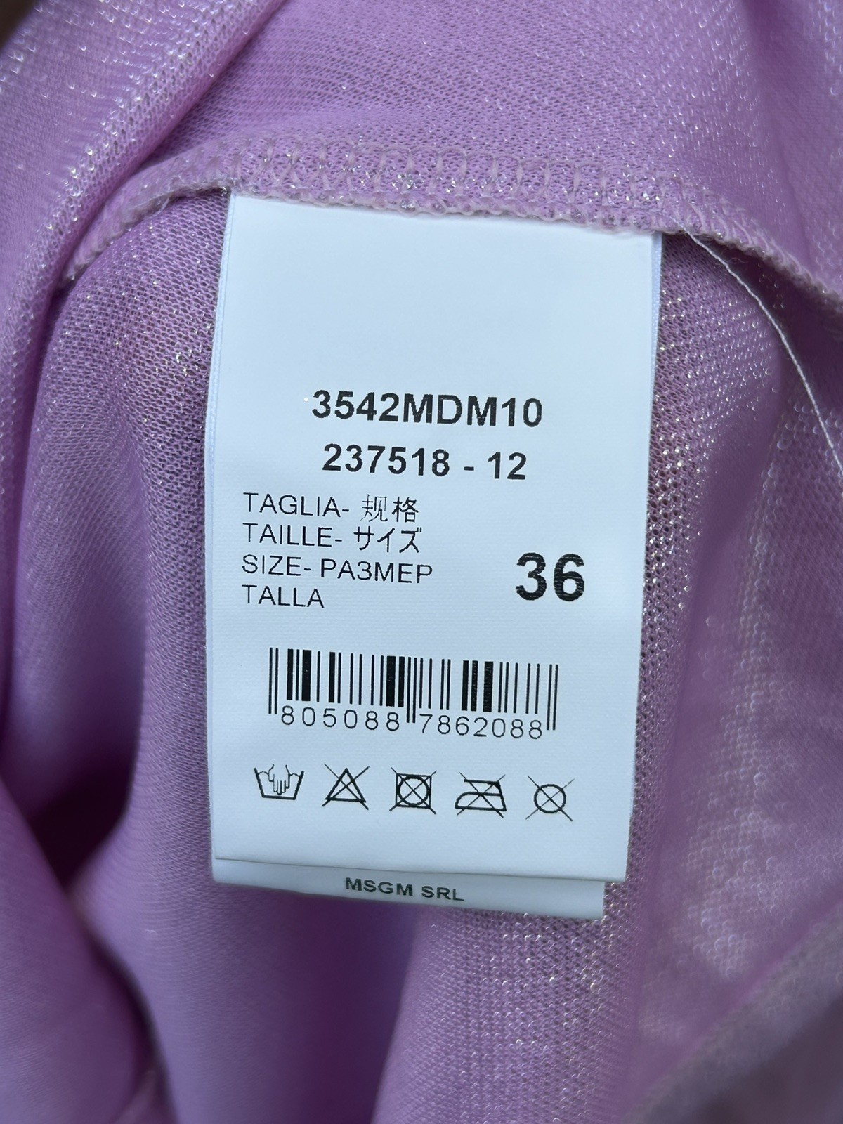 MSGM Milano Pink Glitter Long Sleeve Blouse Top Size 36, XS RRP £195 – New