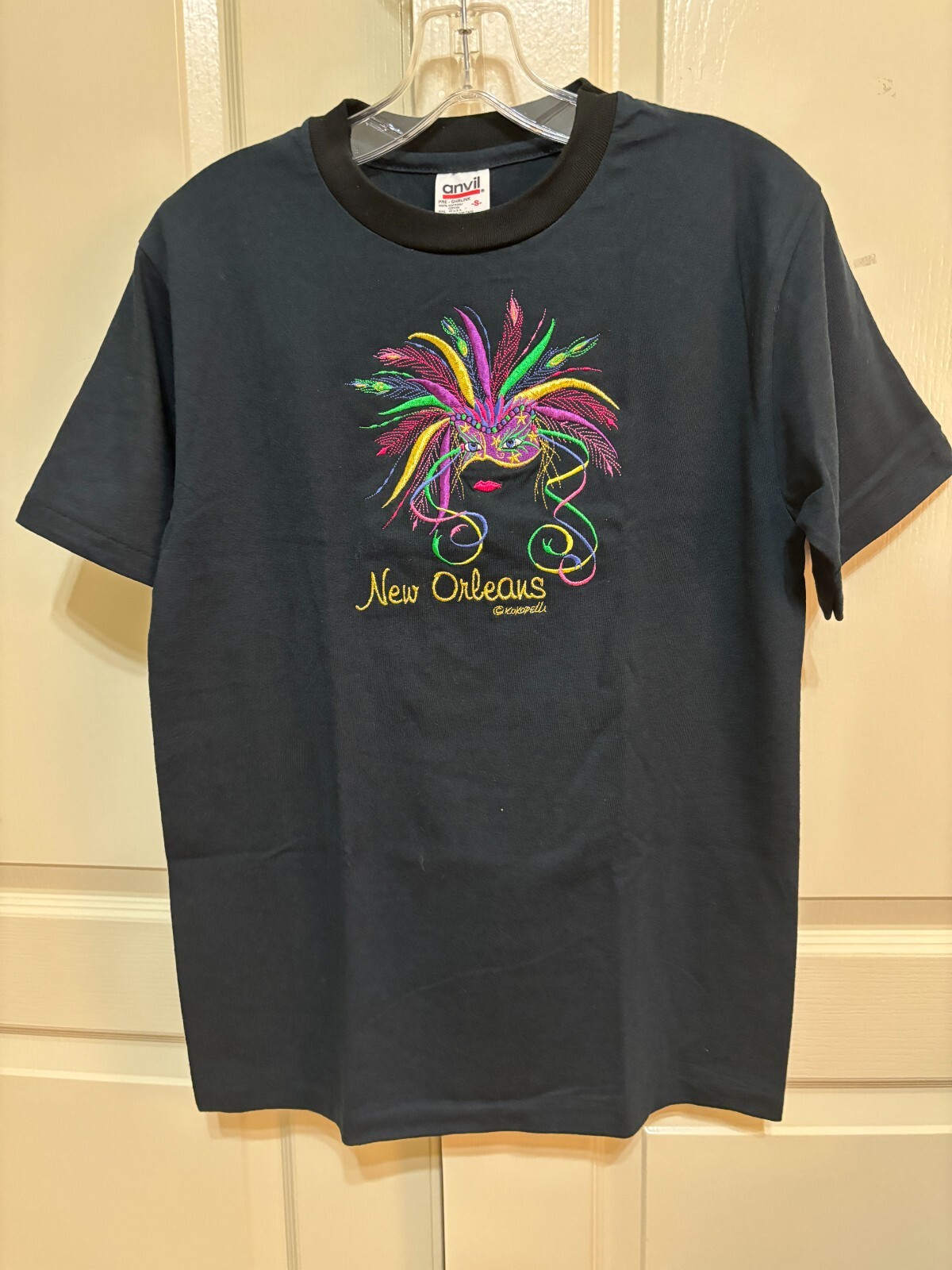 New Orleans Anvil Pre Shrunk Mardi Gras Black Shirt Size Small