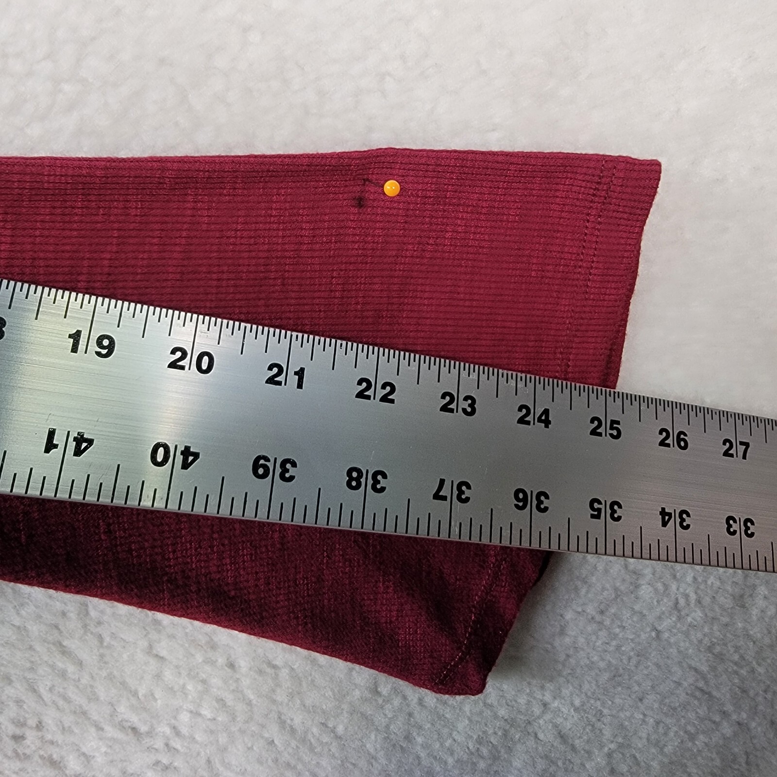 Burgundy Knit Womens Top Stretch Tassel V Neck Flare Sleeve Casual Blouse Size L
