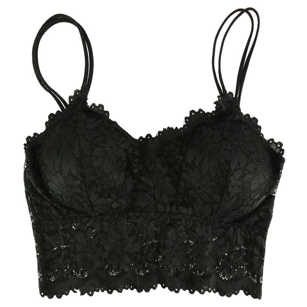 Sexy Women Lace V Neck Padded Lingerie Crochet Bralette Bra Crop Top Cami Tank