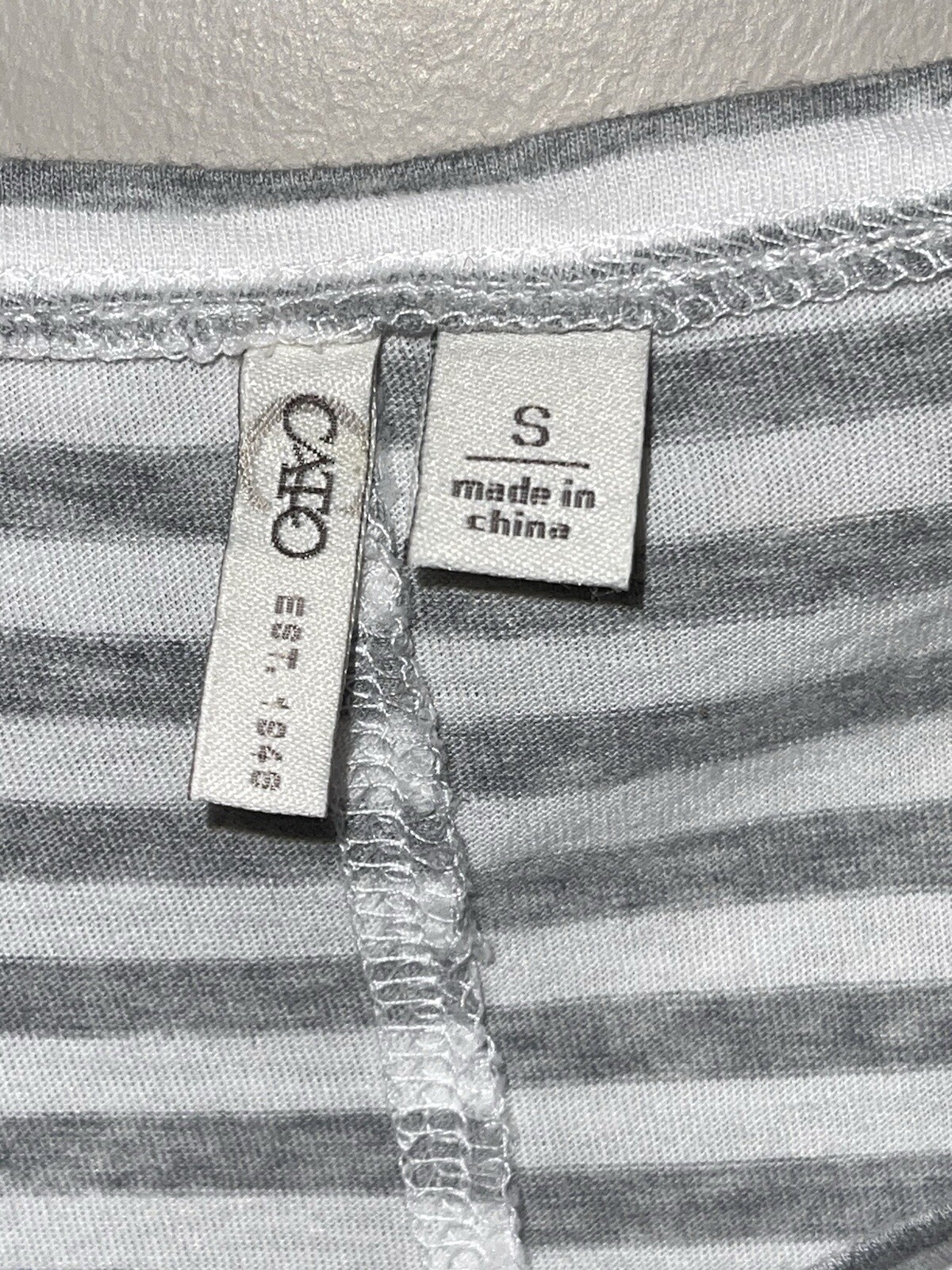 Women’s Cato Gray & White Striped T Shirt w Sparkle Blue Stars Size Small