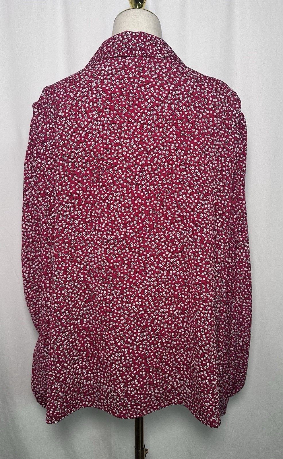 Cece Women Blouse Top Shirt 3X Plus Long Ballon Sleeve Button up Red $89