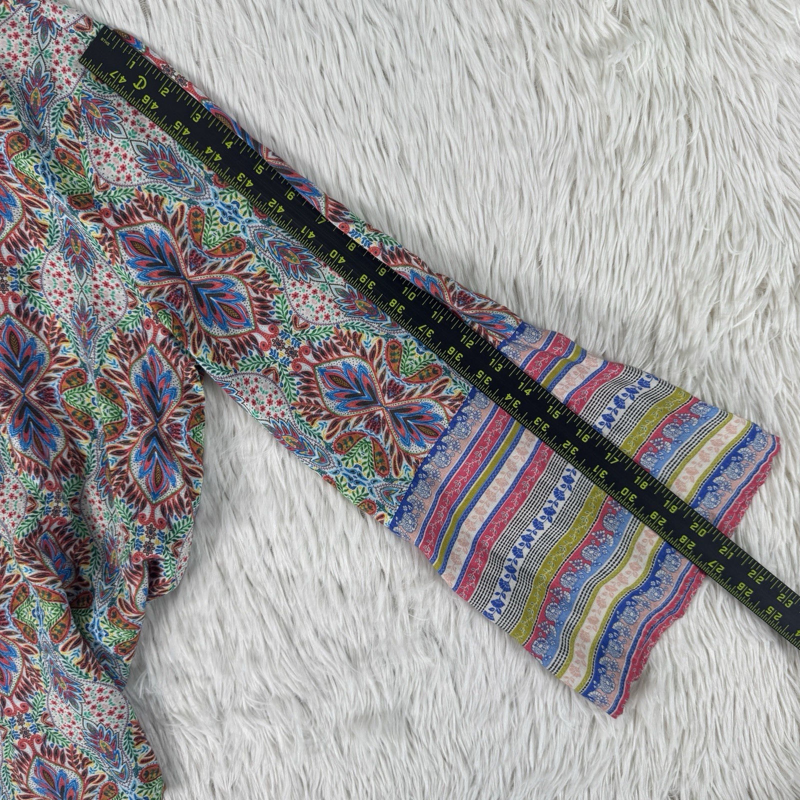 Sundance Multicolor Boho Bell Sleeve Andalusia Peasant Blouse Women’s Size PXS