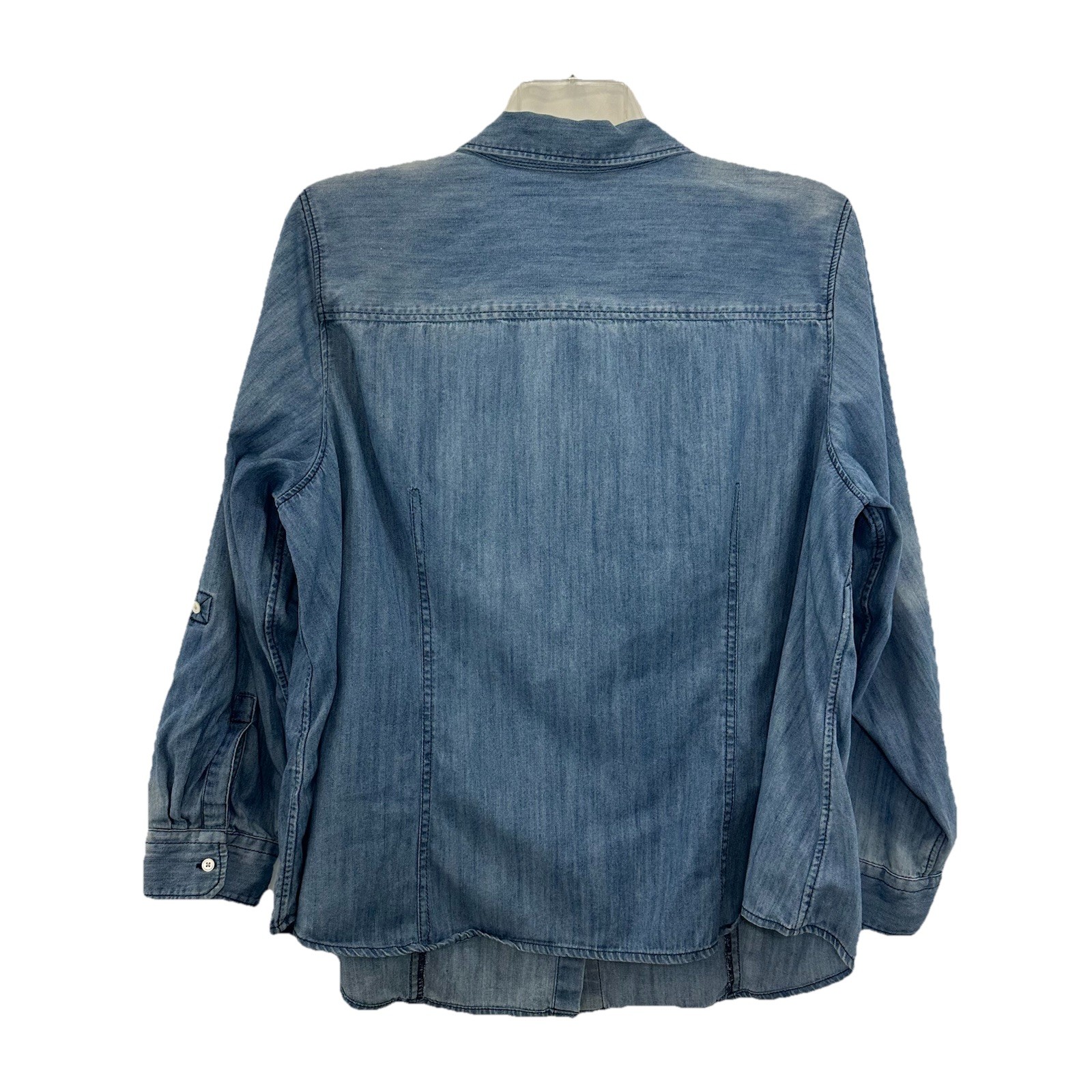 Talbots Denim Button Up Shirt Womens 22WP Petite Roll-Tab Blue Vintage Look