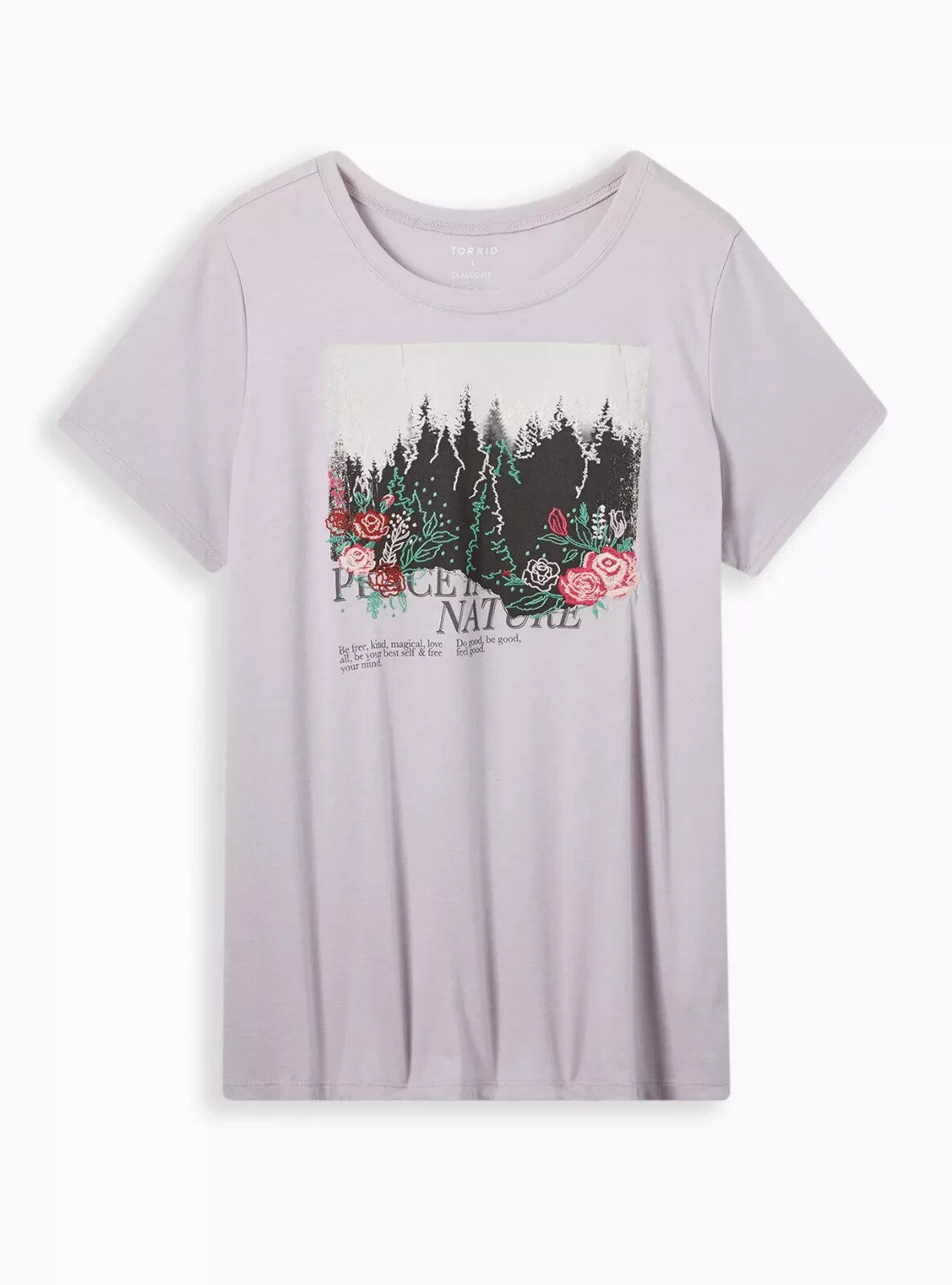 Torrid Peace In Nature Jersey Crew Neck Embroidery Tee Purple 2 2X 18 20 #B92064