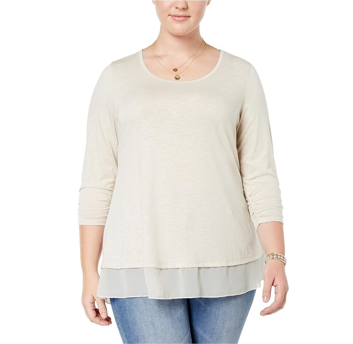 Style & Co Womens Plus 1X Stonewall Chiffon Hem Pullover Blouse NWT AP88