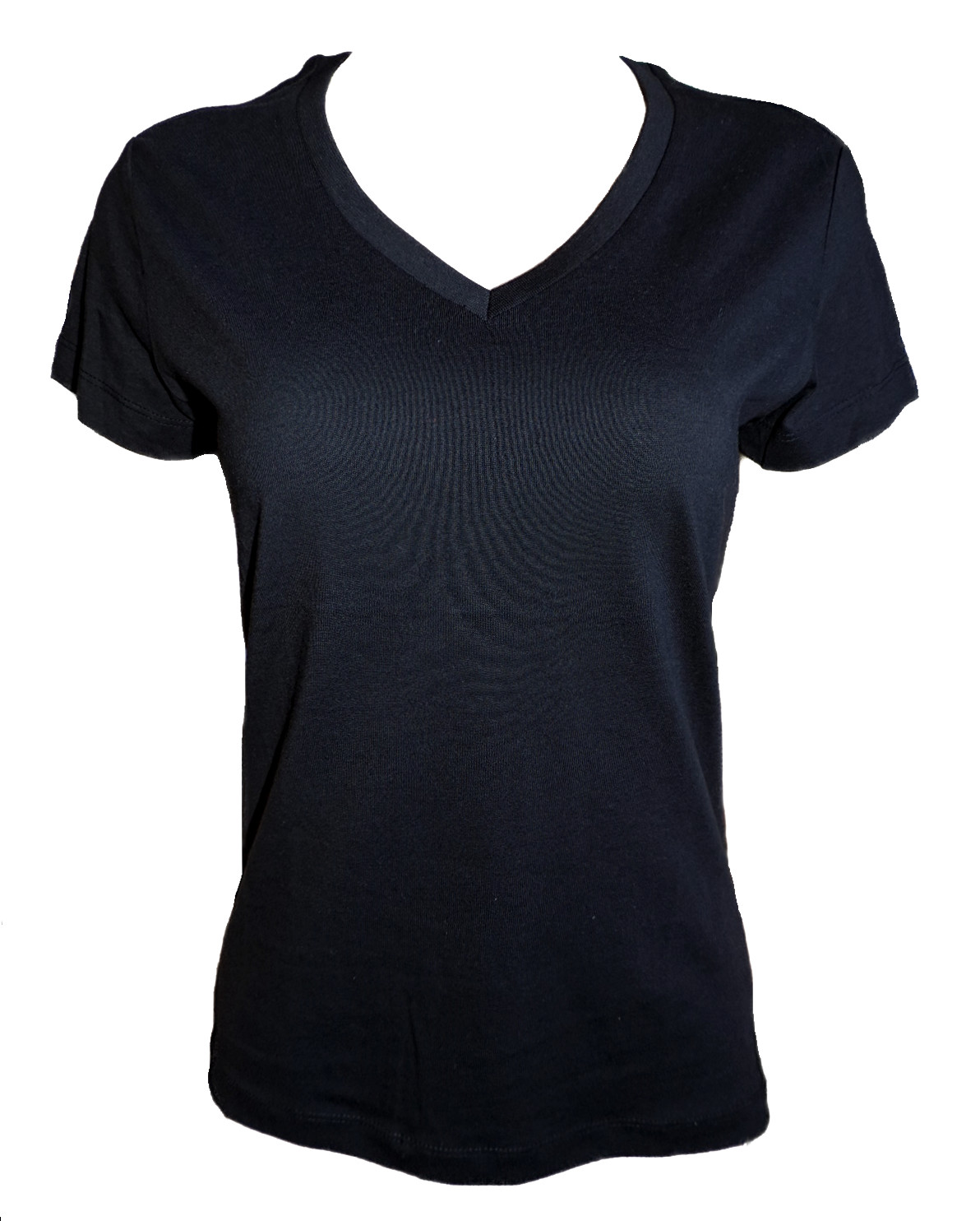 Women’s shirt short sleeve V-neck black cotton size S
