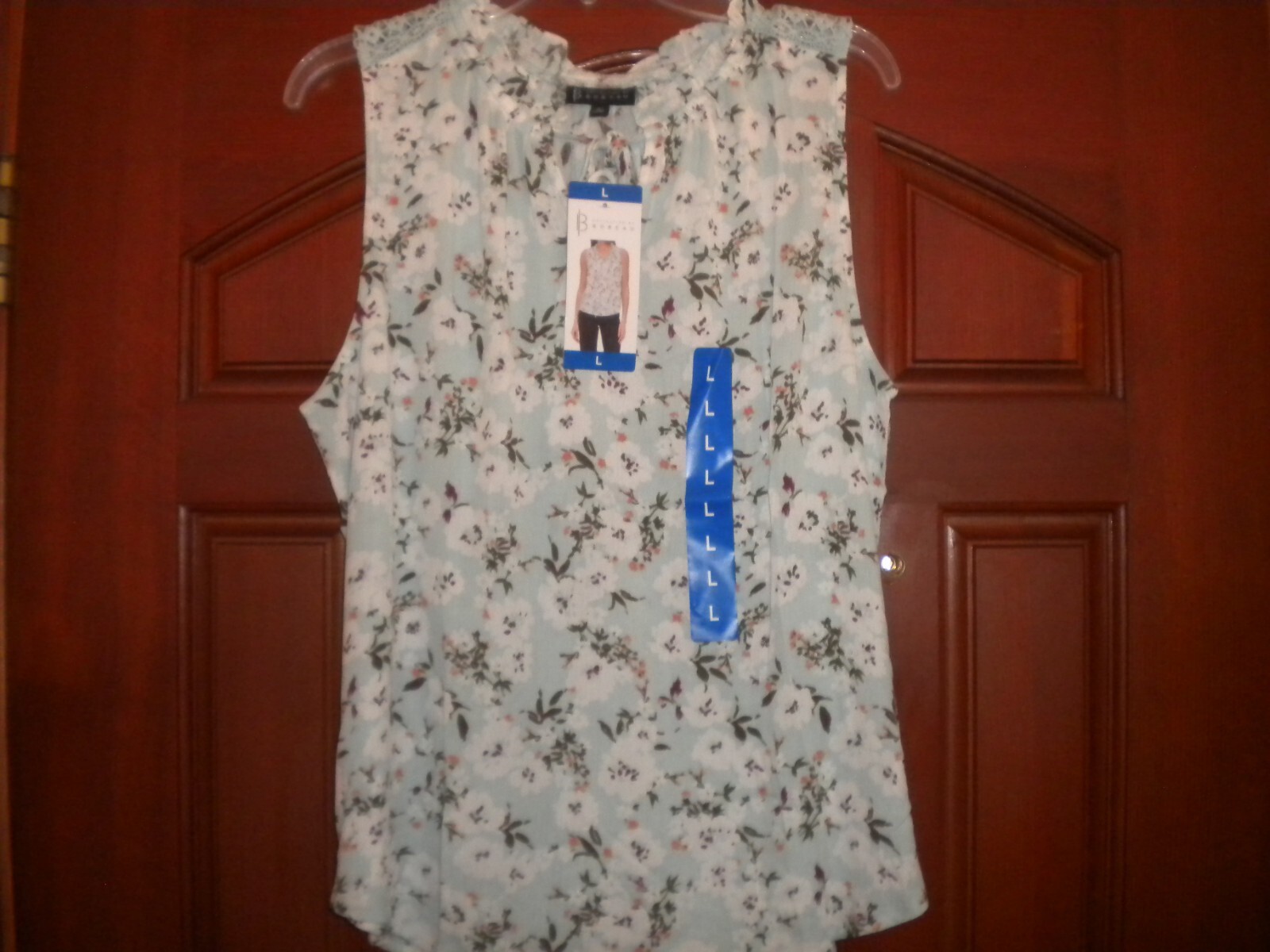 Bobeau Collection Women’s Size Large Mint Floral Rayon Sleeveless Tank Top NWT