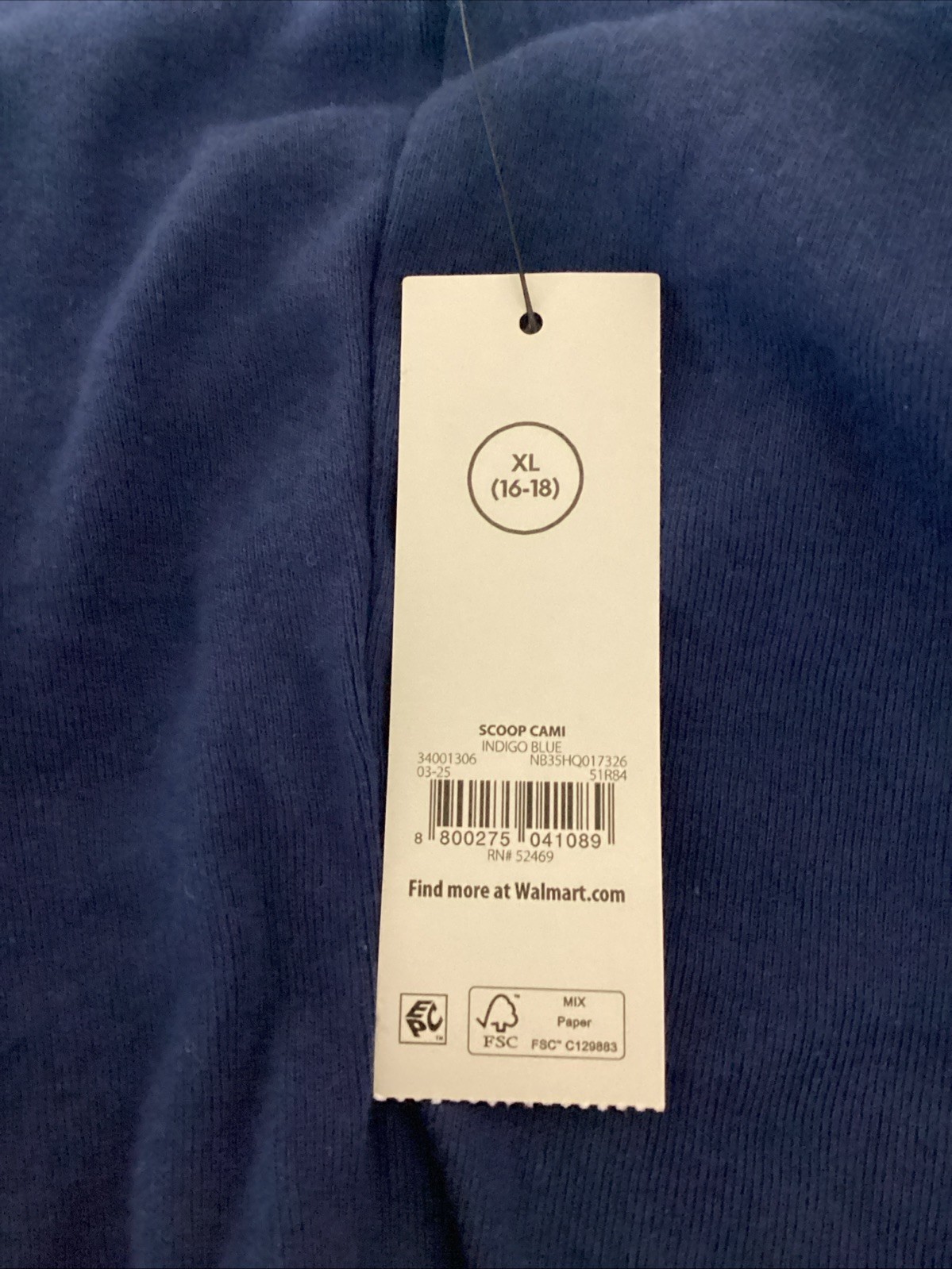 NOBO NO BOUNDARIES NAVY BLUE STRETCH KNIT SCOOP CAMI Sz. Jr. XL*