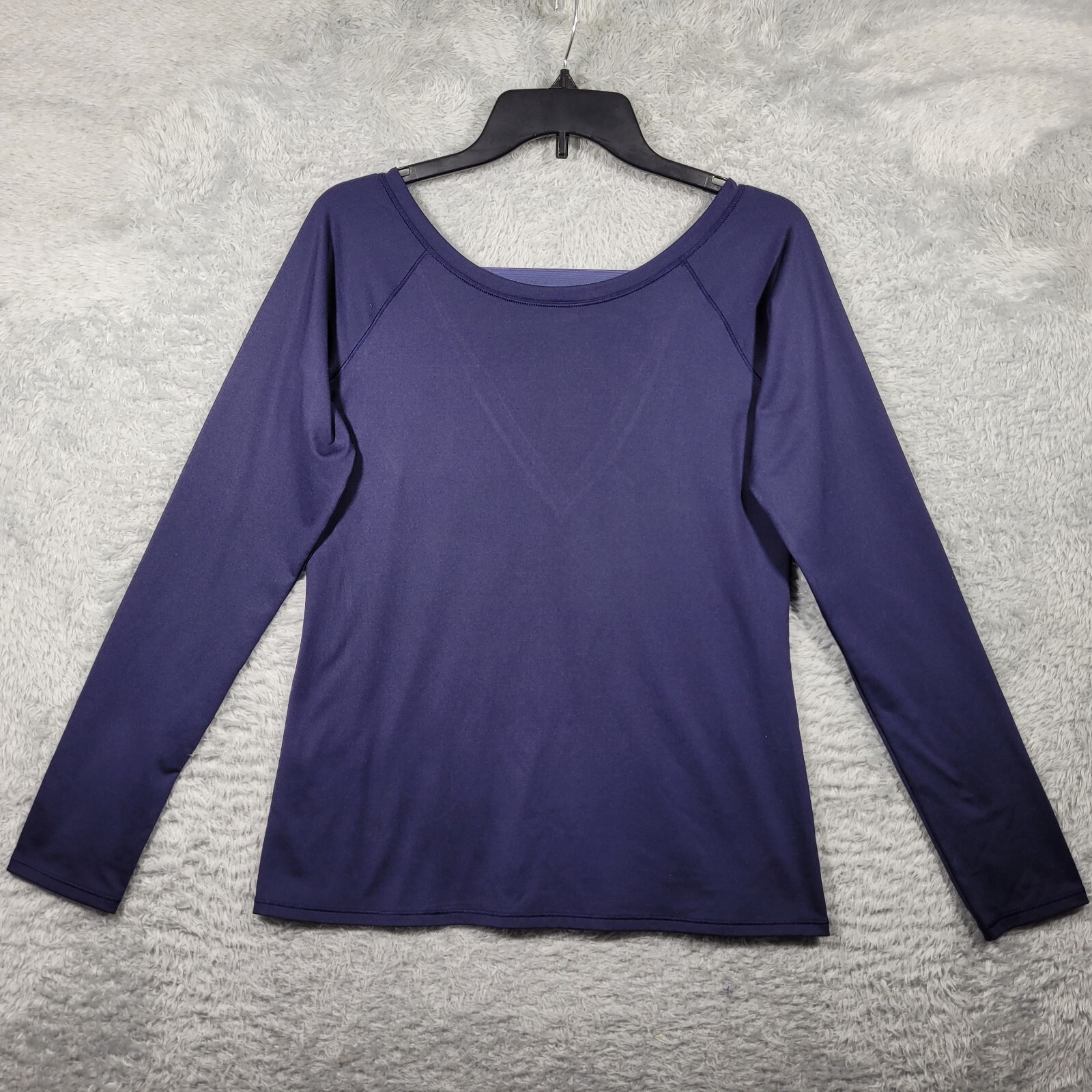 CALIA by Carrie Underwood Womens Medium Blue Long Sleeve Elastic V Back Top