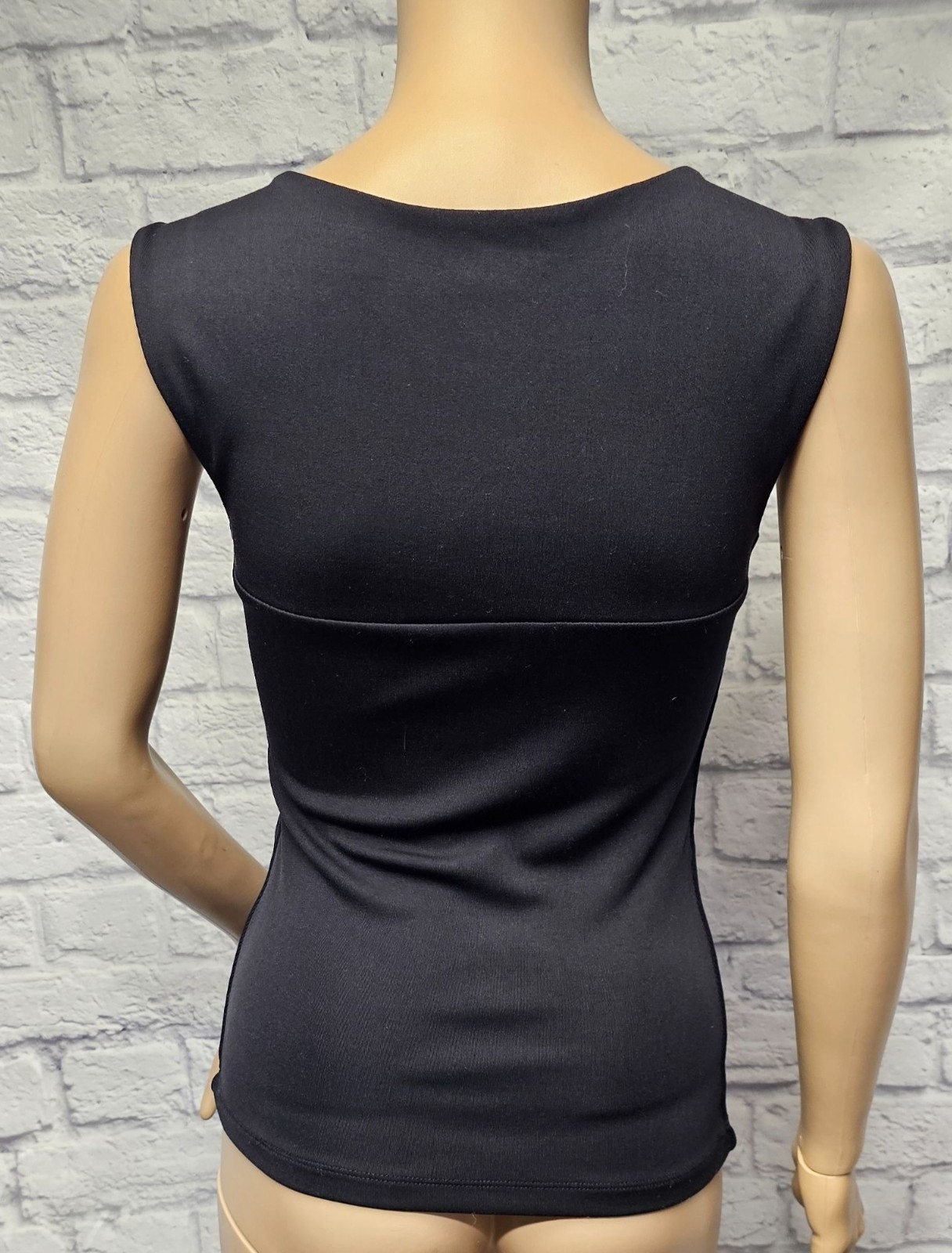 CACHE M SQUARE NECK LINED THINLY RIBBED STRETCH DRESSY WIDE STRAP SLIM TANK TOP
