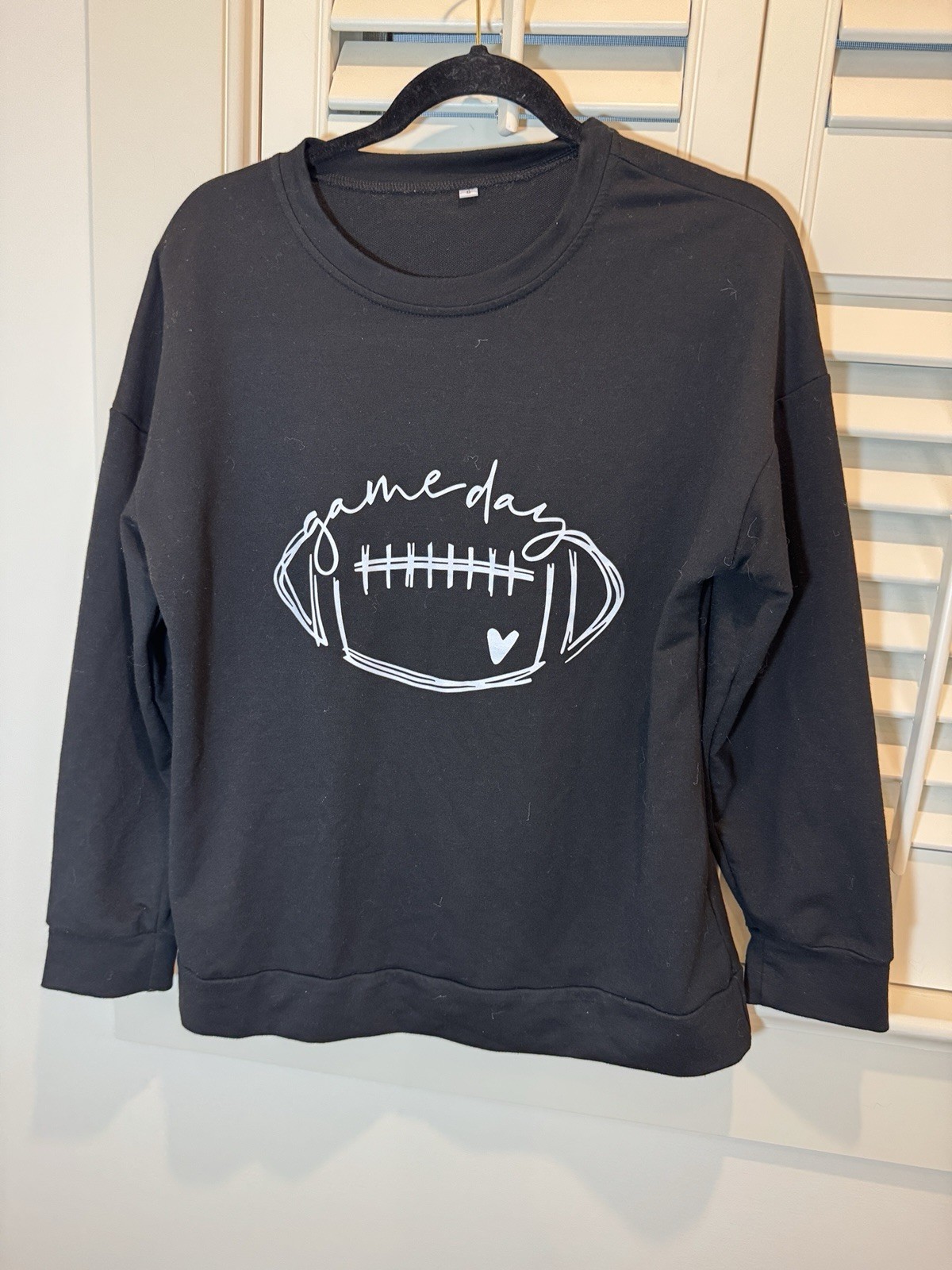 Women’s Game Day Shirt football long sleeve black Poly Cotton Stretch Size S
