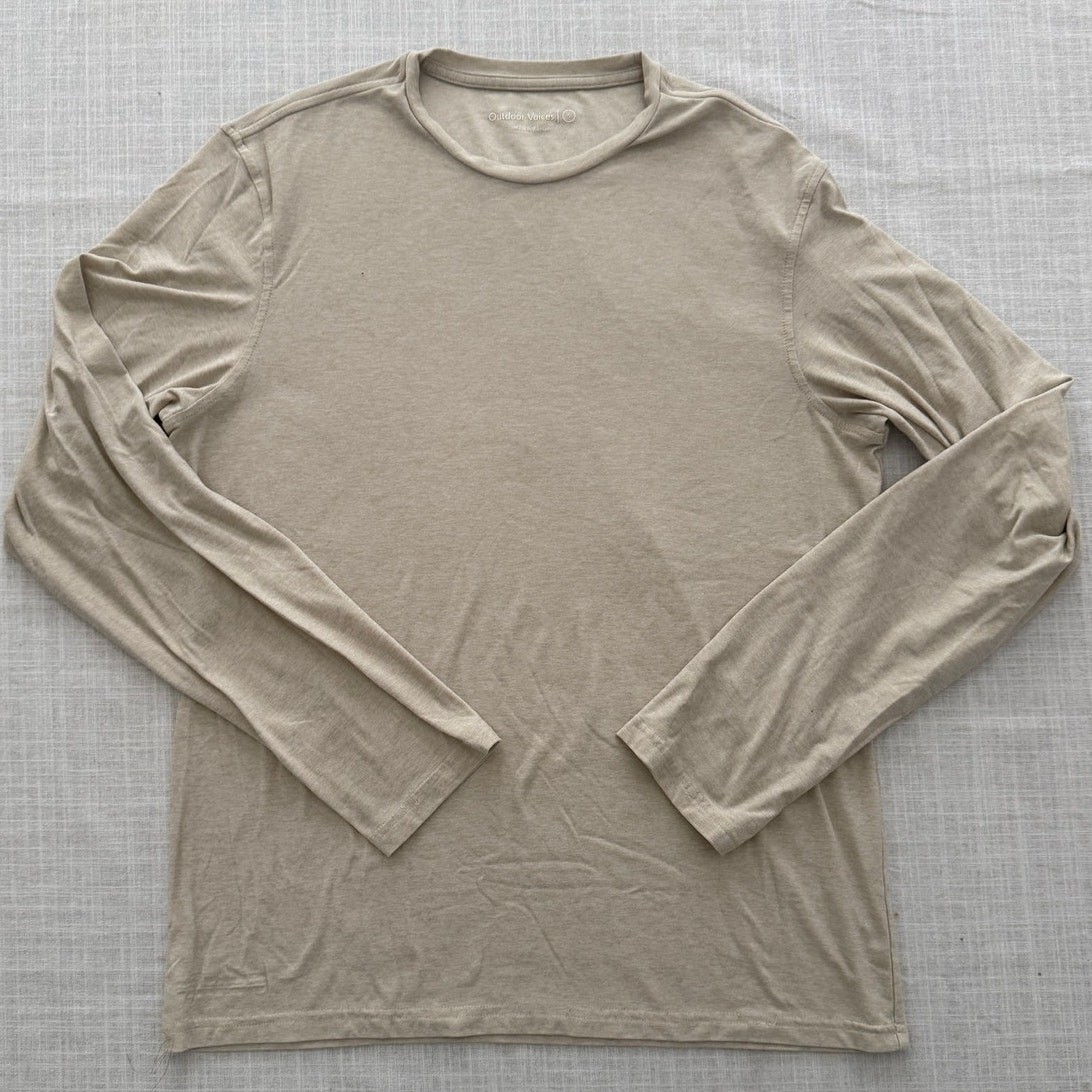 Outdoor Voices | oatmeal heathered cream long sleeved t-shirt shirt tee | size S