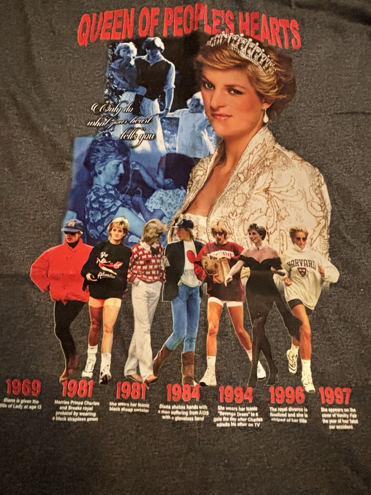 Princess Diana Queen of People’s Hearts Double-Sided Graphic T-Shirt Large[A]