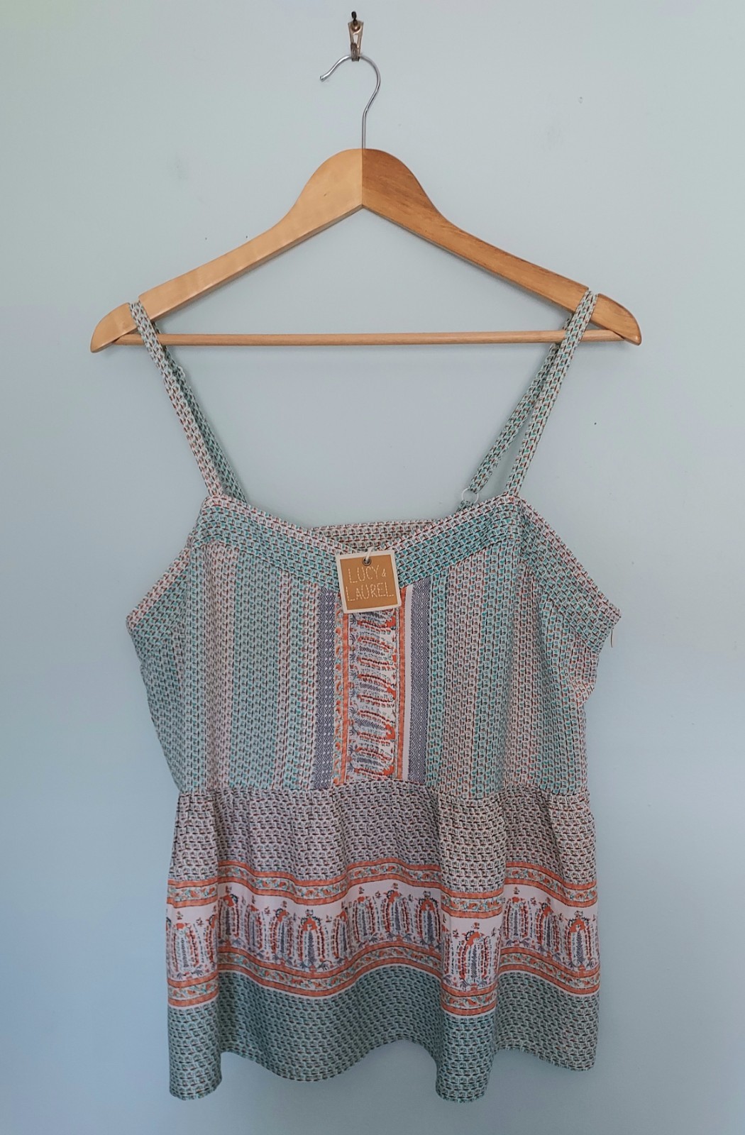 Anthropologie Size Large Lucy & Laurel Print Peplum Blouse Top NEW NWT Boho