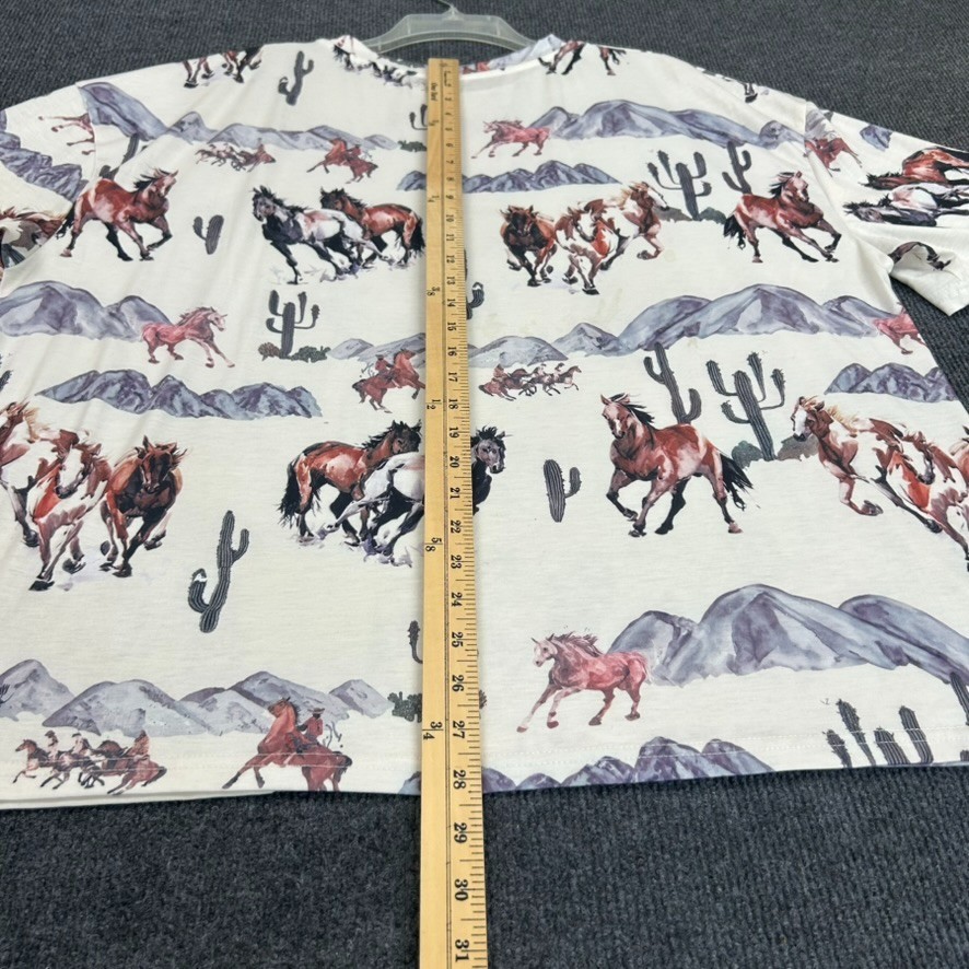 SHEIN Running Horses Women’s 2XL Short Sleeve Shirt Mountains Western Cowgirl