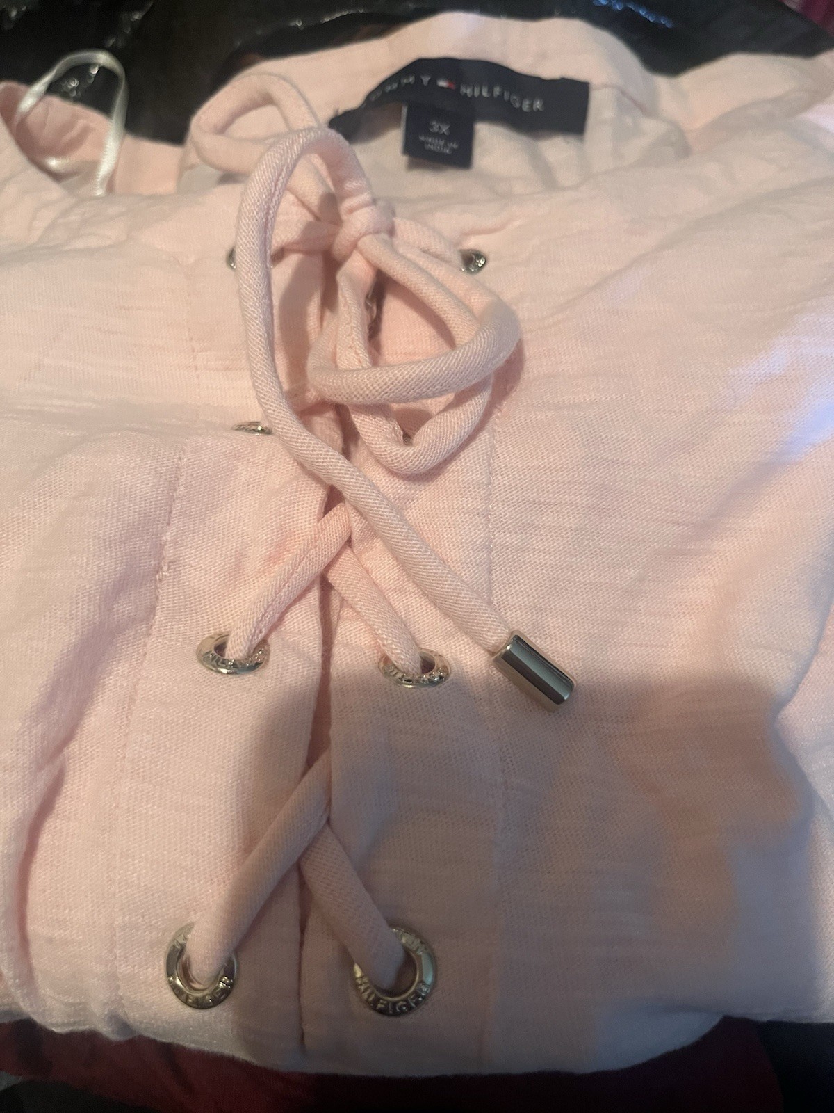 Tommy Hilfiger Tie Front Pink Top Size 3x Preowned