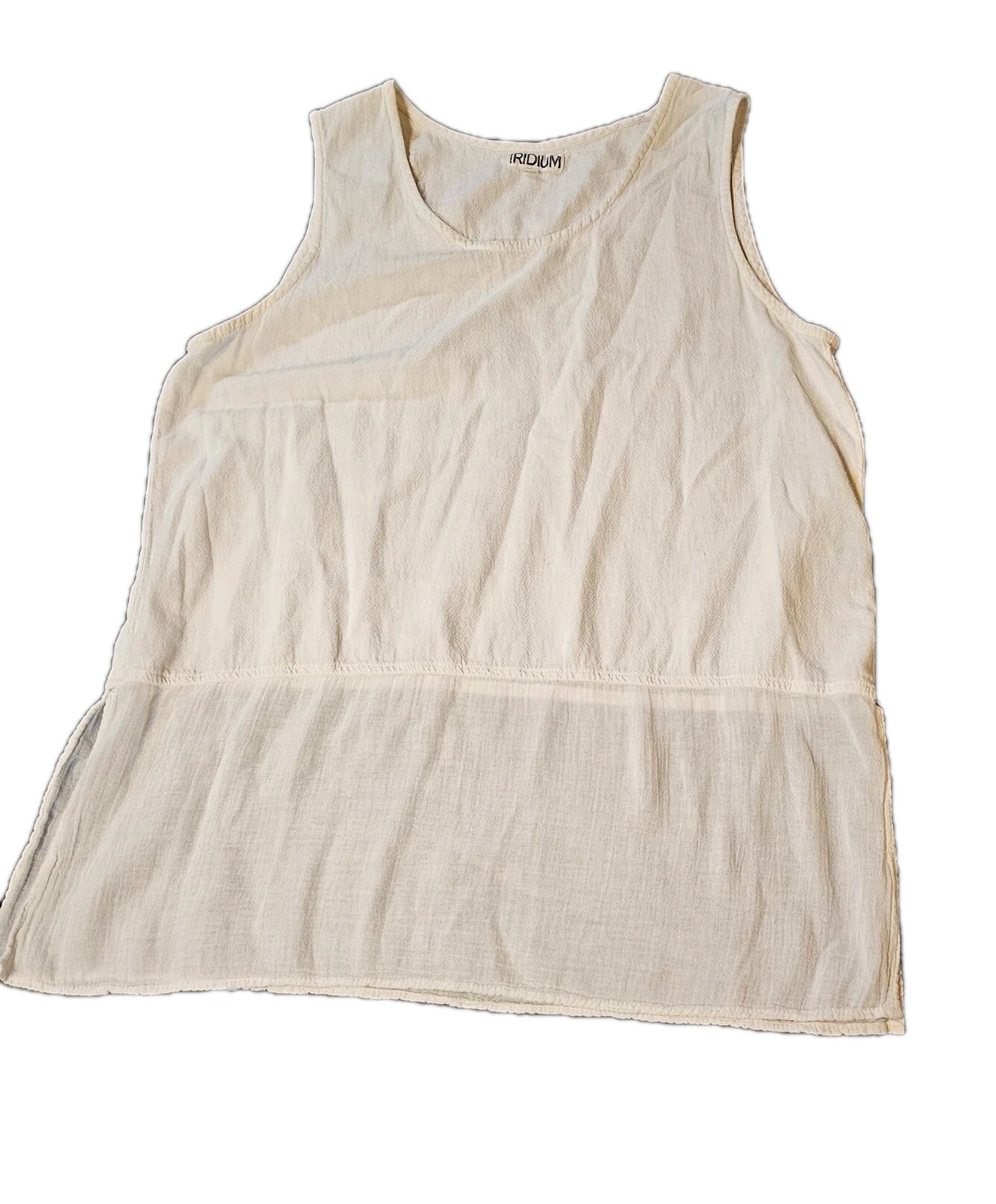 Iridium Ivory Gauze Womens Tank Top SZ S Lagen Look, Boho,Hippie,Festival Casual