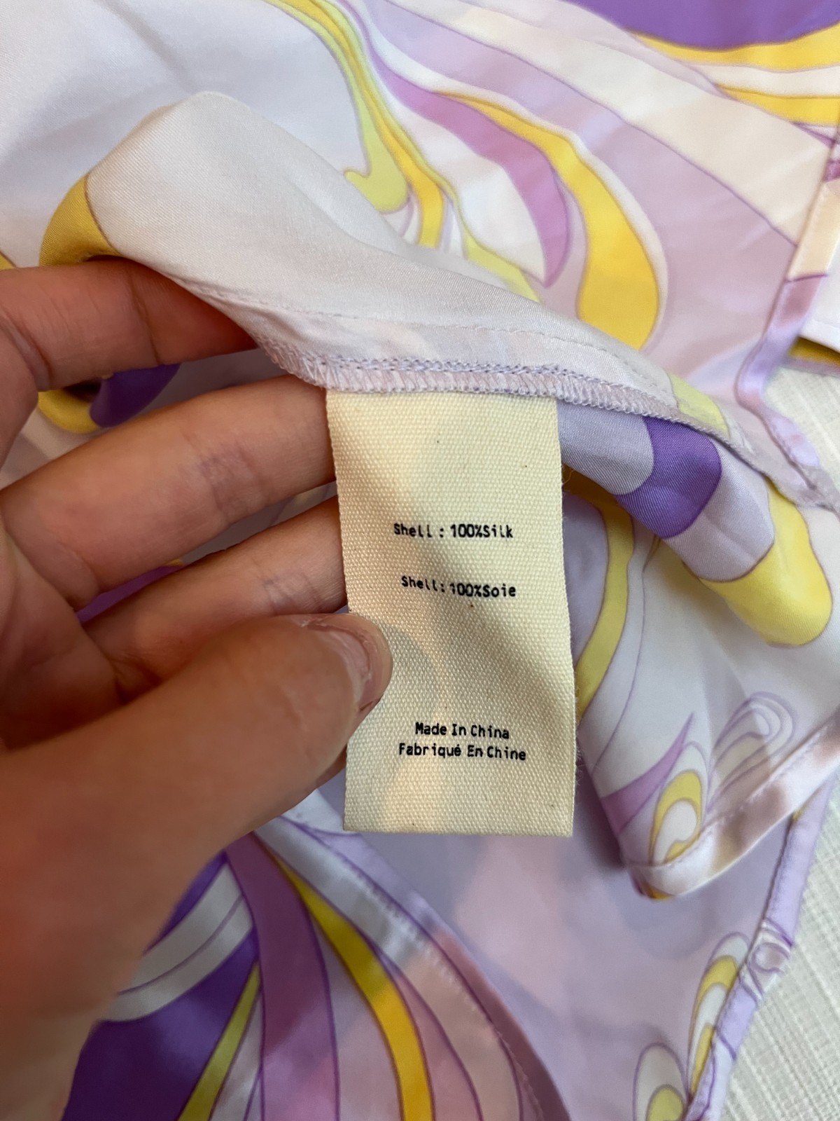 L’AGENCE 100% Silk Purple, Button Front Blouse 3/4 Sleeve Size Small
