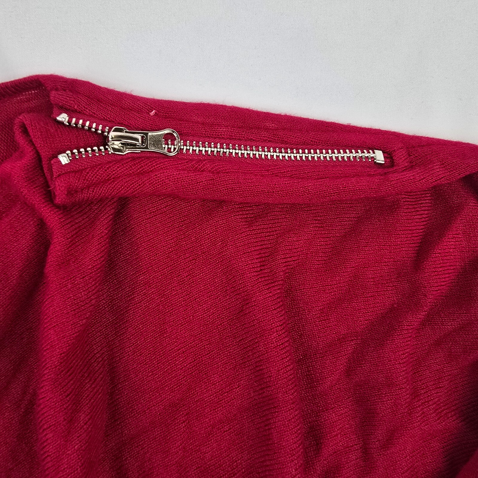 Question By Say What Cowl Neck Bat Wing Blouse Pink w/ Zipper Accents Size Large
