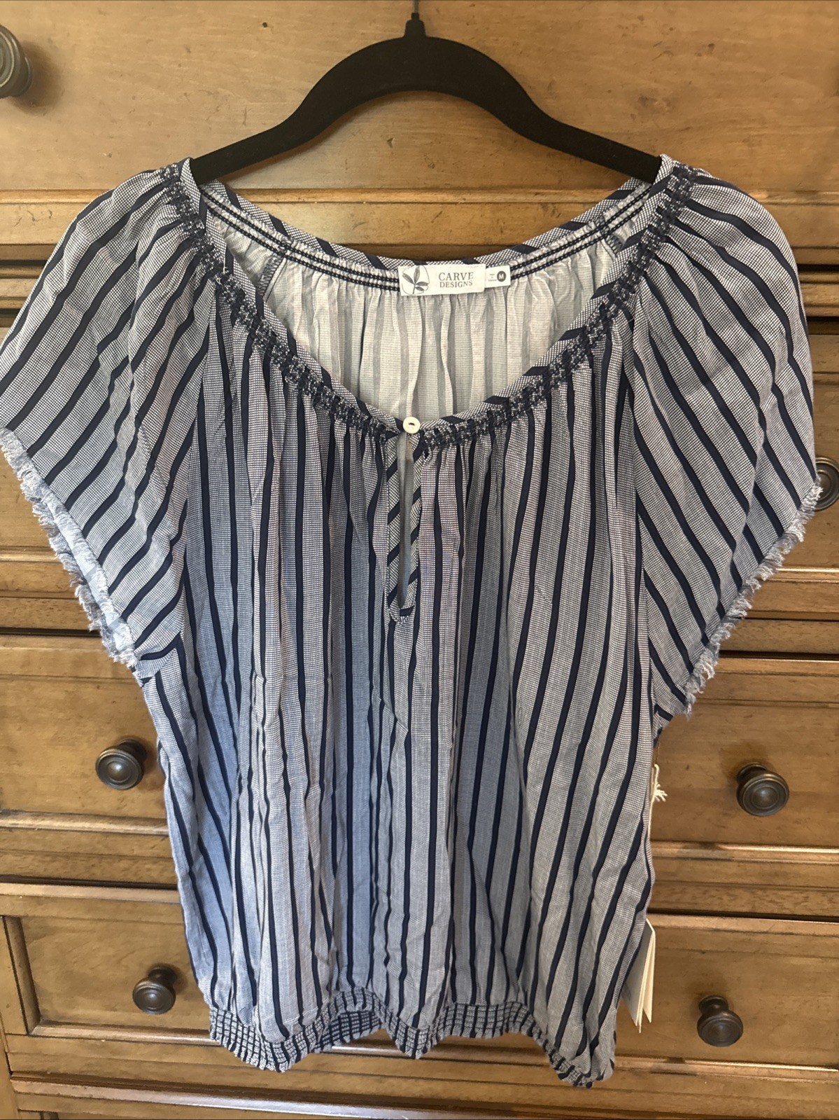 Carve Designs Women’s Sz M. NWT Navy Stripe Top. “lily Top” Organic Cotton