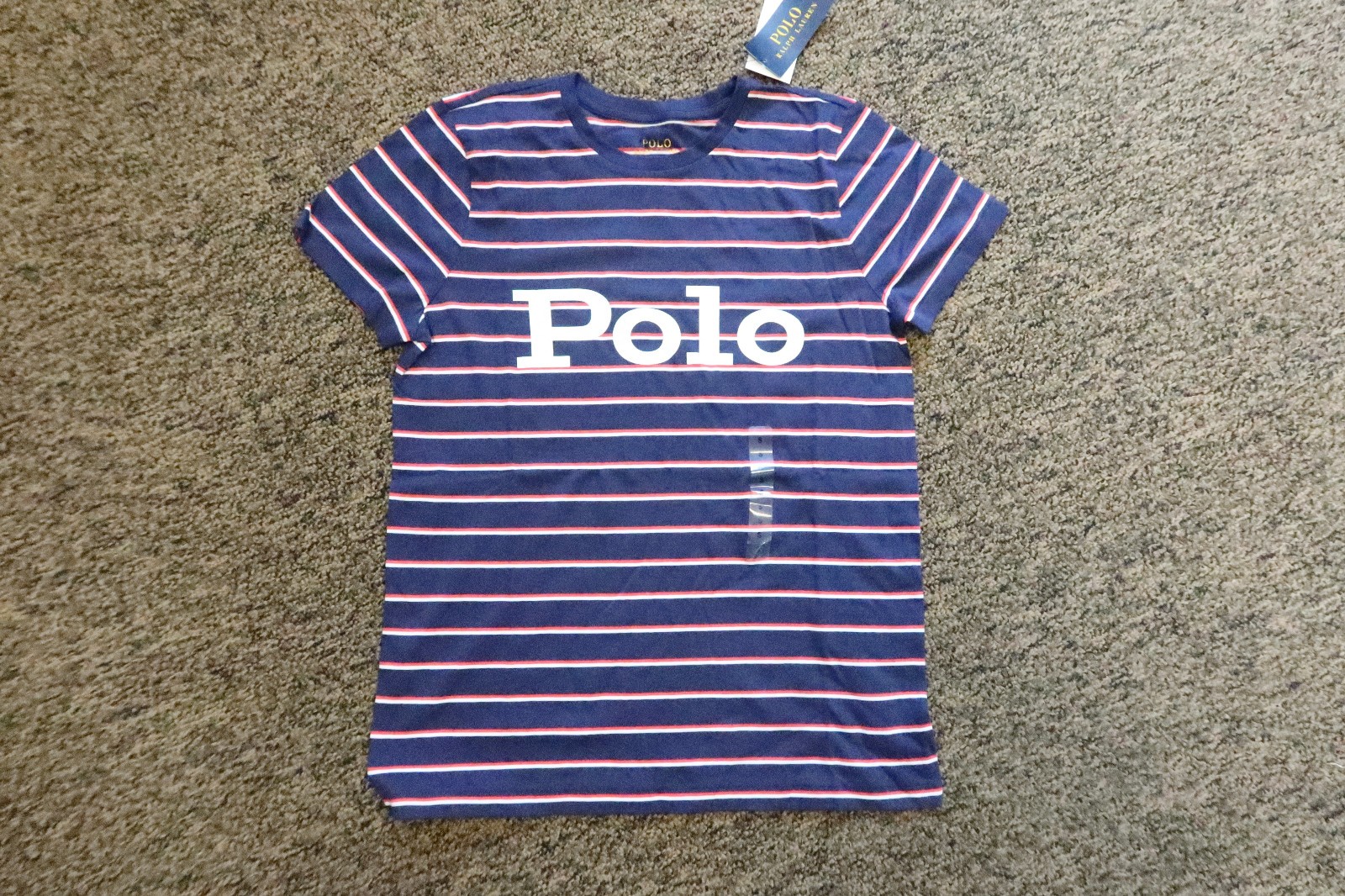 New Polo Ralph Lauren Women’s T-Shirt Tee – SMALL – Navy / Red / White