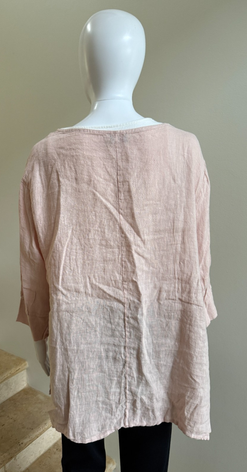 DEVITALIA Linen Ruffle Top Tunic, One Size, Pink