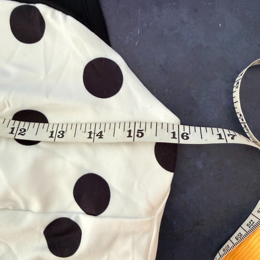 SHEIN Polka Dot Halter Crop Top White Black Ruched Bow Front Size Large NWT Boho