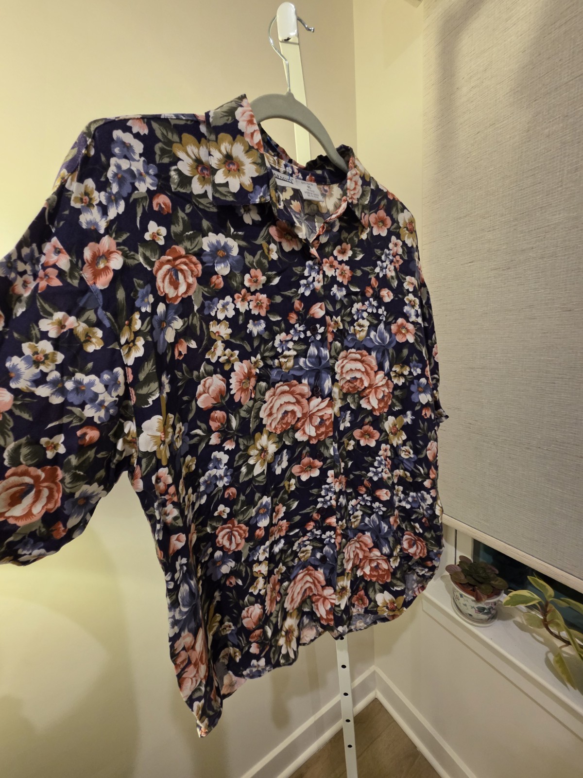VTG Floral 90s Button Down Rayon Short Sleeve Blouse Deadstock NWT Cottage Camp