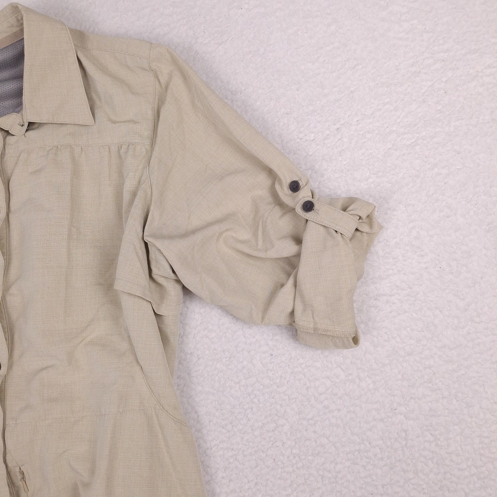 Outdoor Research womens XL UPF 50 long sleeve hiking shirt trail roll tab vented