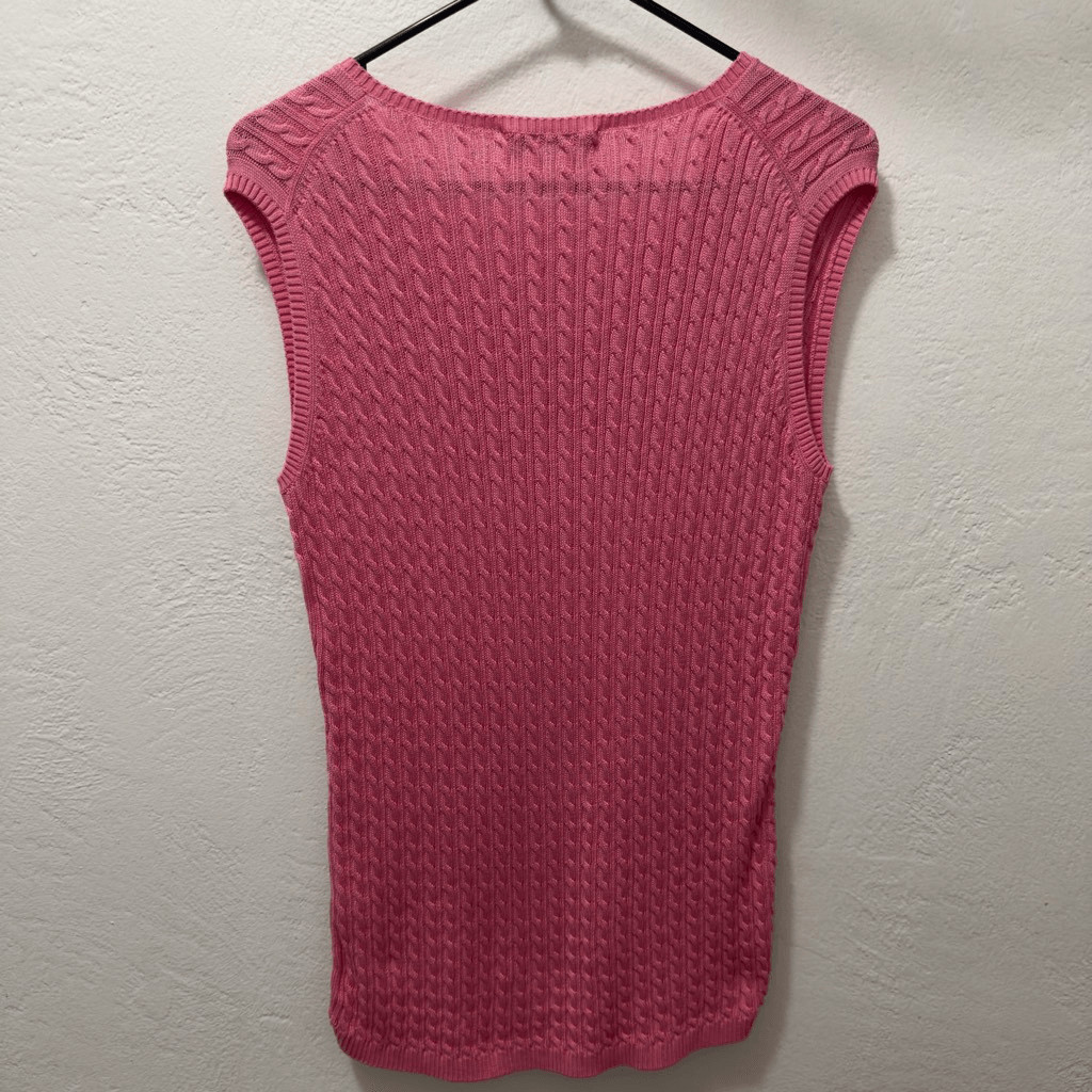 Vintage 90s Fairway & Green Pink Sleeveless Cable Knit Pullover M