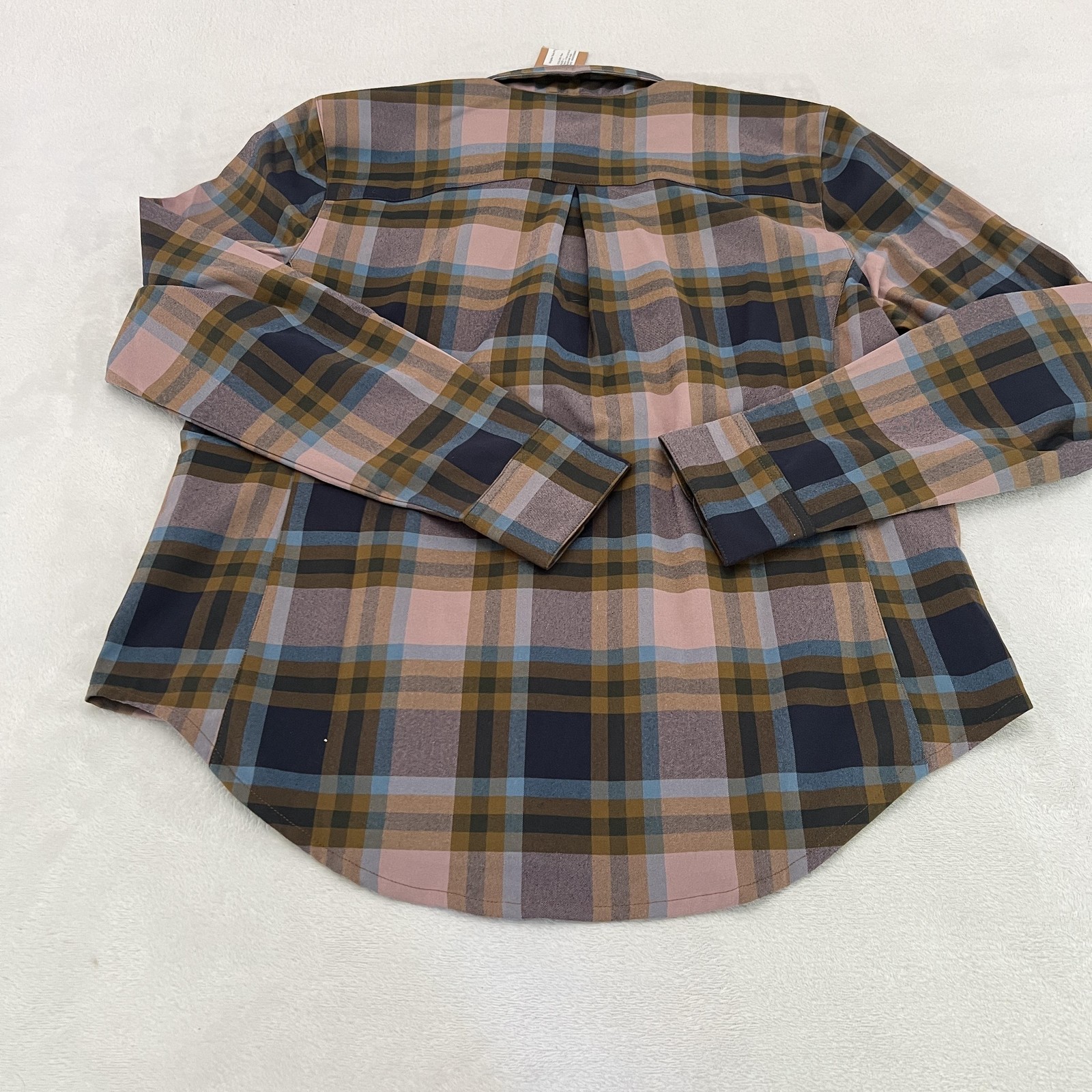 Flylow Brigitte Tech Flannel Shirt Womens Large RyePlaid Snap Button Up