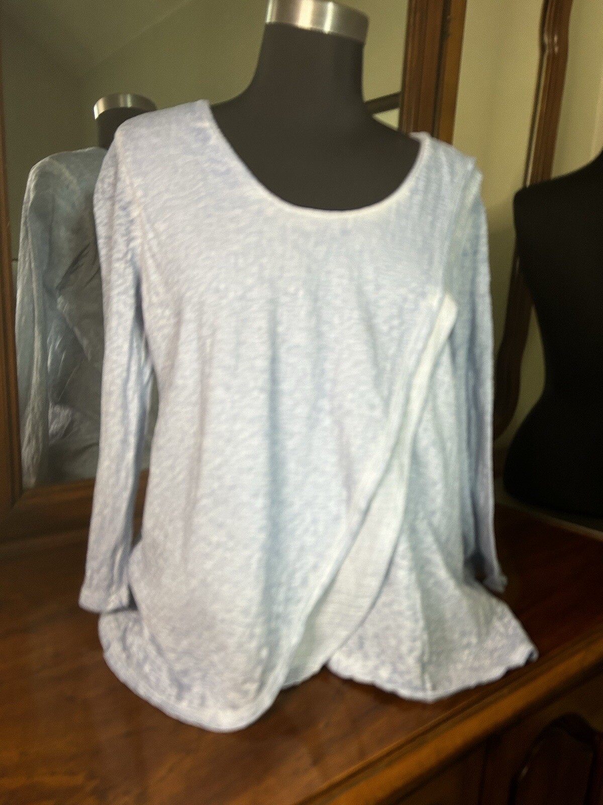 Soft Surroundings Double layered waffle fabric tunic in sky blue. Size M.