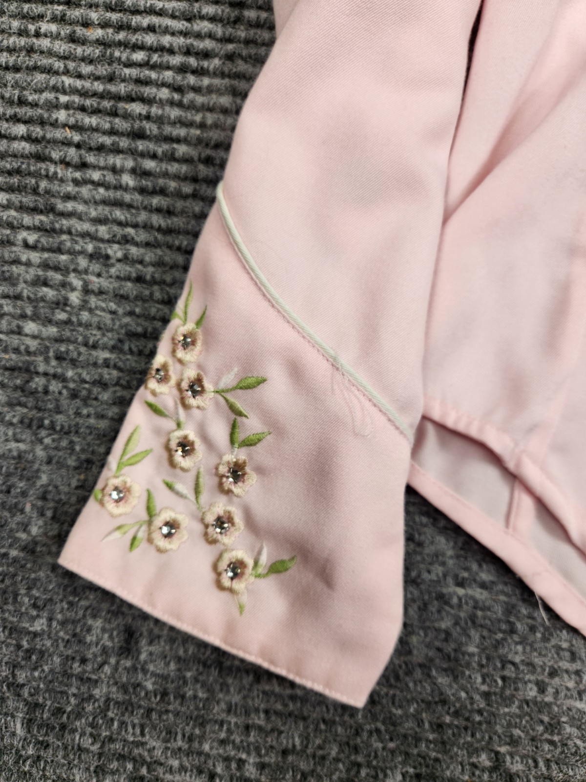Scully Western Pearl Snap Shirt Womans Large Light Pink Flowers PL-705 Rodeo