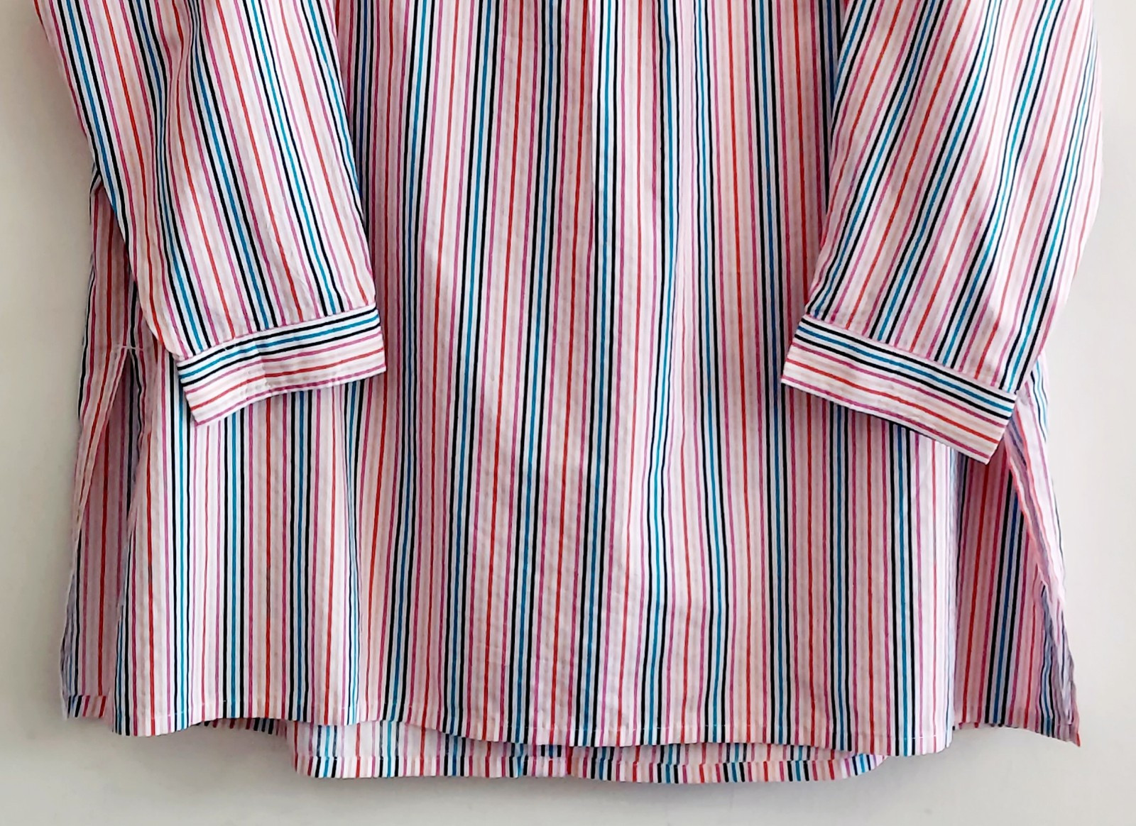 ROAMANS Womens 30W White Button Down Woven Tunic Shirt W Colorful Thin Stripes