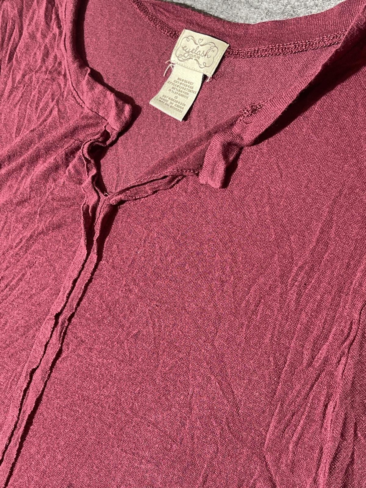 Eyelash Couture Small Casual Burgundy Top