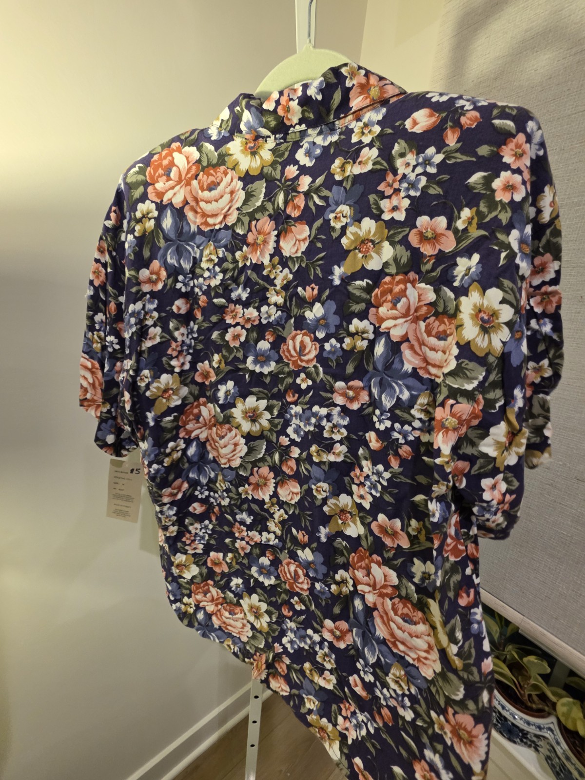 VTG Floral 90s Button Down Rayon Short Sleeve Blouse Deadstock NWT Cottage Camp