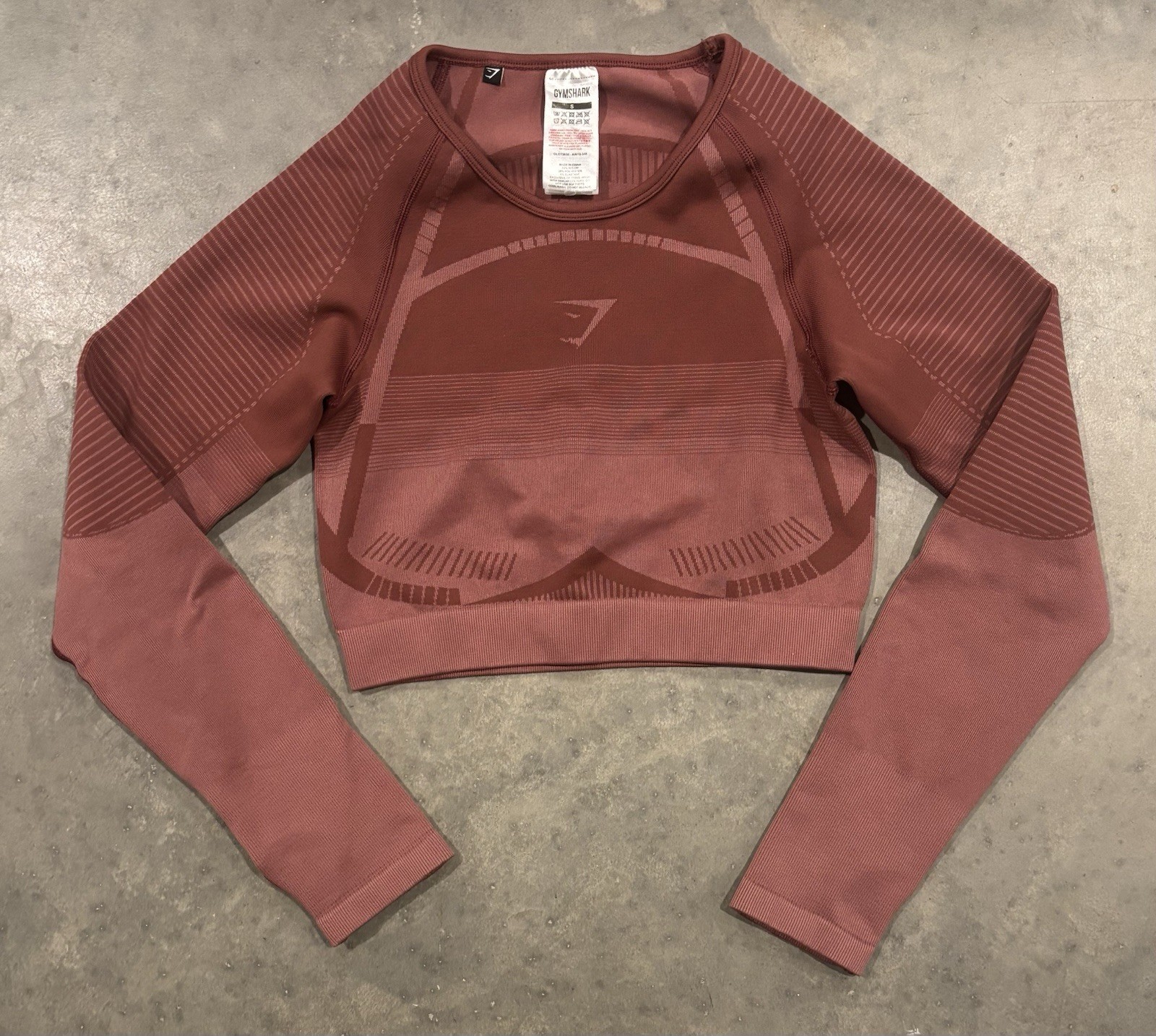 Gymshark Women’s Size S Energy+ Seamless Long Sleeve Crop Top Dusty Pink Rose