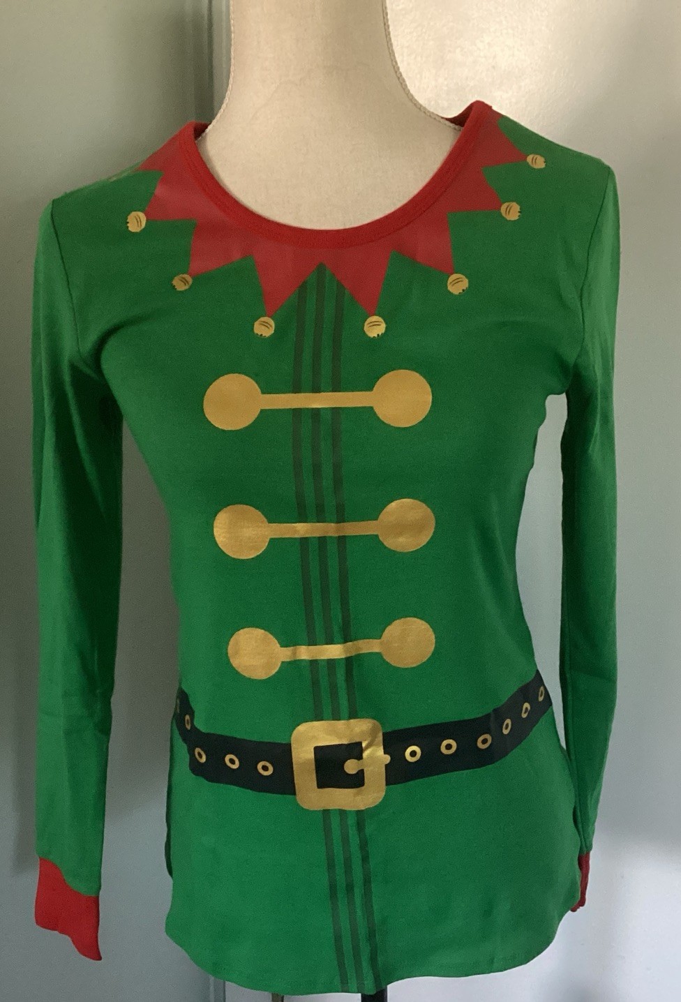 Wondershop Christmas Elf Shirt / Pajama Top Long Sleeve Women’s M ~ NEW