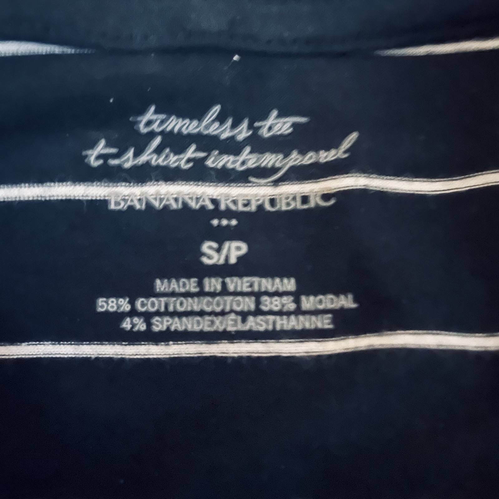 Banana Republic Timeless Tee Black White Striped V-Neck Long Sleeve T-Shirt S/P