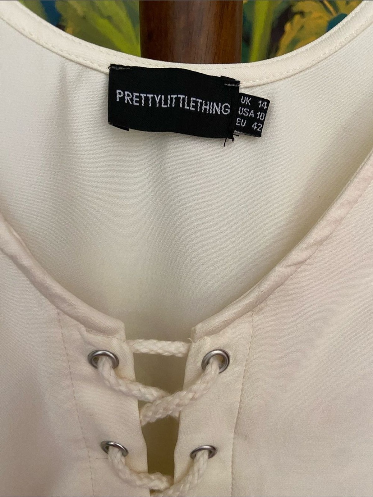 PrettyLittleThing Cream Lace-Up Corset Camisole Tank Top