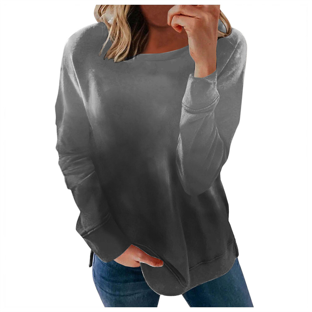 Women Long Sleeve T Shirt Crew Neck Tee Light Weight Top Spring Summer Casual