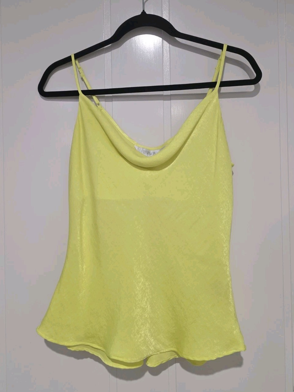 Forever New Yellow Solid Cowl Neck Spaghetti Strap Woven Camisole Top Size 8
